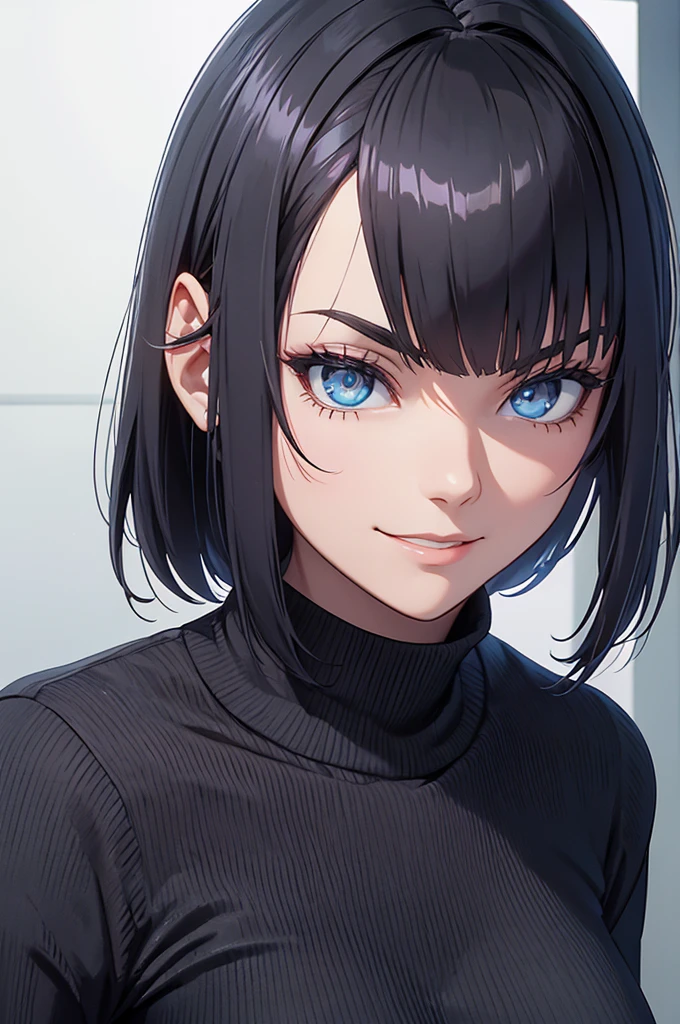 evil smile solo, masterpiece, best quality, agrias, grey sweater, black leotard, standing, looking at viewer, short hair,oculos,evil smile, evil look,luvas preta,roupa azul,yandere rosto,low lighting,coxa sarada copo detalhado,olhando para frente,short hair, franja, sombra nas franjas, franja nos olhos,olhando para cima,belos olhos amarelos
