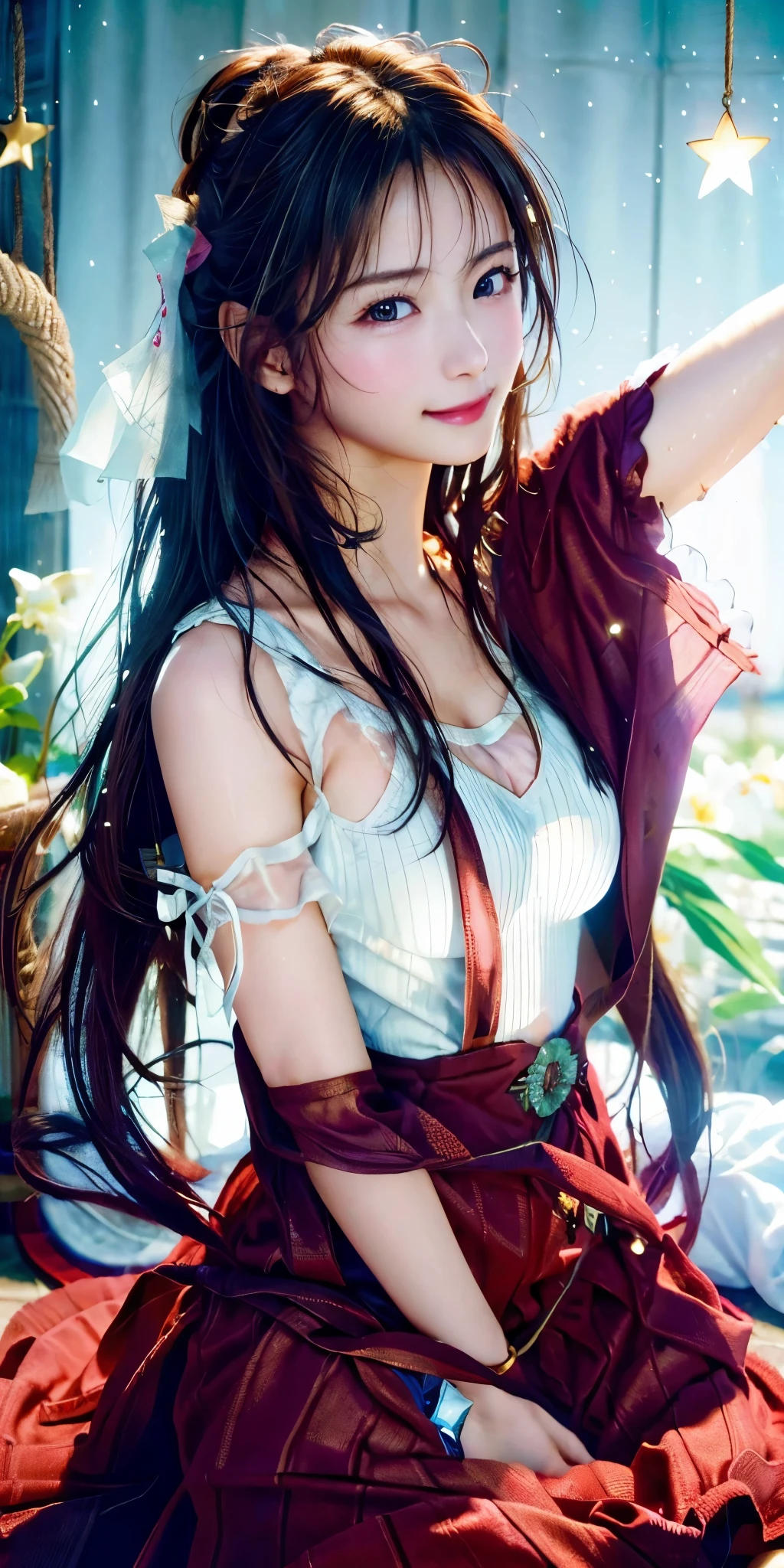 Fantasy,solo, Long Hair, happiness/joy, chest, anime,