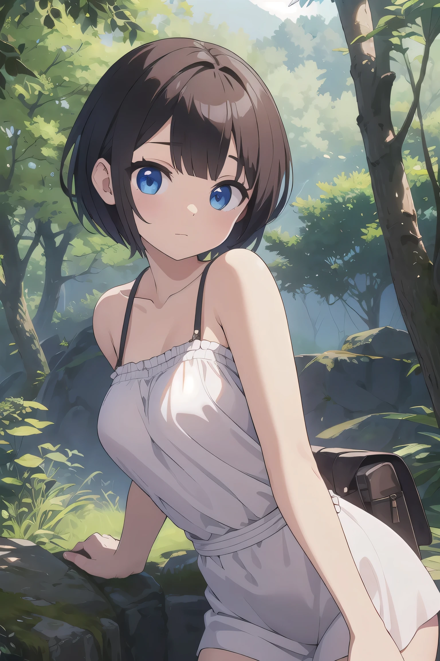 Beautiful Female short hair ,forest