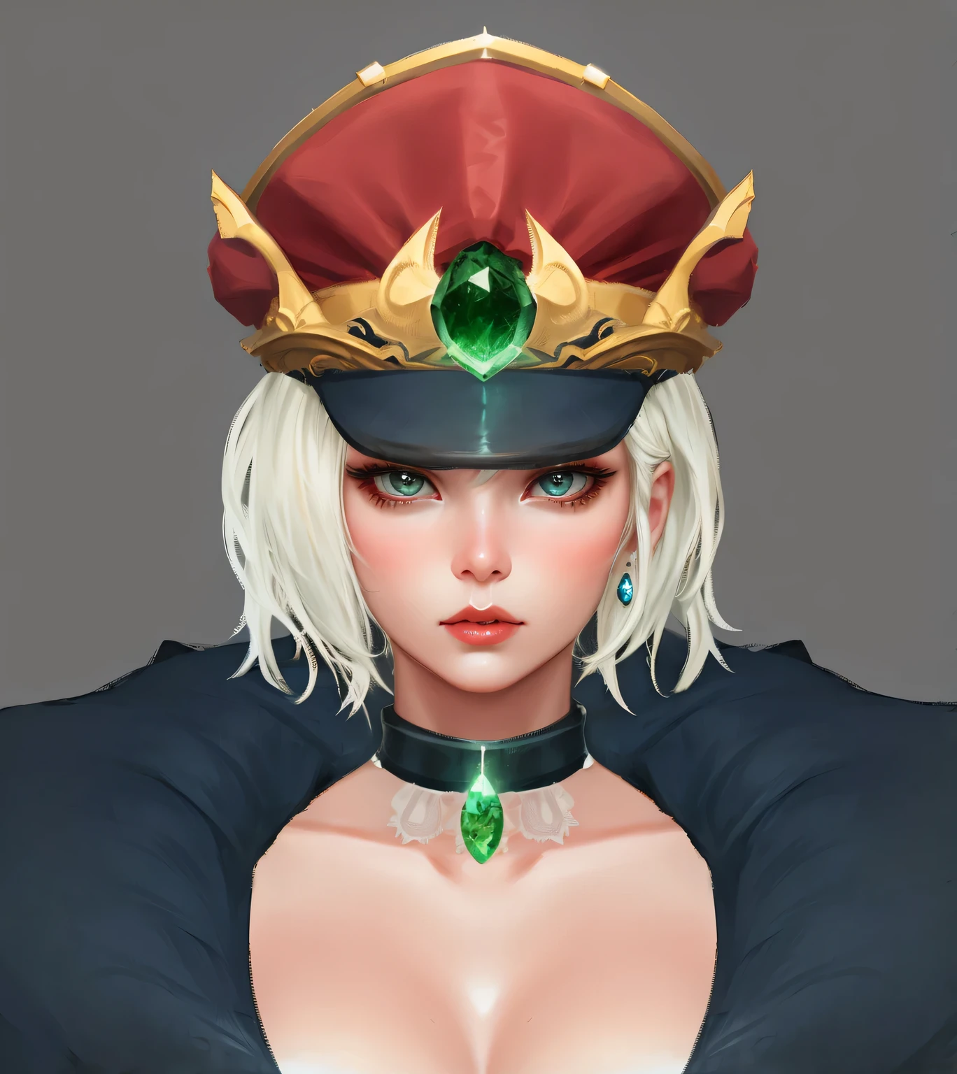 Close-up of woman wearing hat and collar, very detailed character, Close-up characters, high detail iconic character, 2D concept art head macro shot, Produced in collaboration with Anime Painter Studio, Eye-catching and detailed art style, Female characters, g liulian art style, Detailed digital animation art, Close-up charactersPortrait, Meticulous portraits of people, Character art