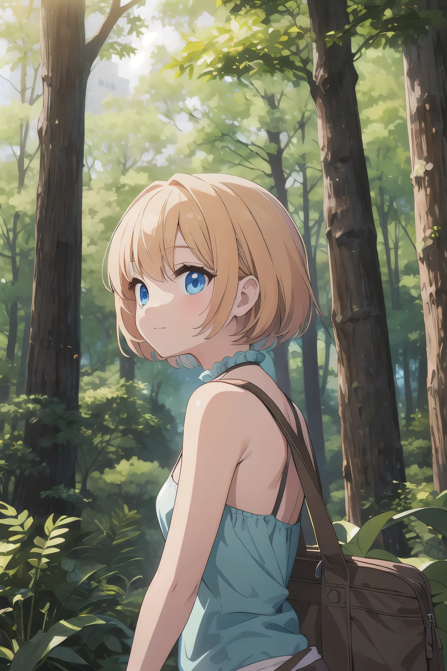 Beautiful Female short hair ,forest