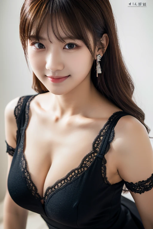 ((masterpiece: 1.4, 最high quality))+,(Super detailed)+, Official Art, unity 8k wallpaper, Super detaileded, beautiful, high quality, beautiful, masterpiece, 最high quality, whole body, Character portrait, White Background,  Dark Eyes, Black Little Snake, White Theme, Red Jewelry, stud, Black lace flats, Asymmetrical Skirt, Bloodstains on skirt, devil, skeleton, Lots of lace,(masterpiece:1.3), (8k, Photorealistic, Raw photo, Best image quality: 1.4), Korean Idols、(Random Hairstyles:1.2)、Cleavage:1.2、Super detailed face、Attention to detail、double eyelid、Put your chest together、Sharp focus:1.2、Beautiful woman:1.4、Light brown hair、最high quality、masterpiece、超A high resolution、(Photorealistic:1.4)、Highly detailed and professionally lit smile、Shoulders out、thin、Serious expression、Deadly position