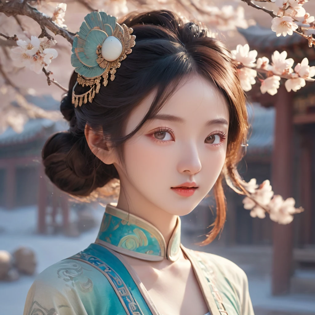 Dunhuang girl,Gorgeous light and shadow,goddess,Antique Hairstyles,Comb out the shapes in the middle,Exquisite facial features,color firm,Ice Sculpture,Gorgeous,Ultra-clear picture quality,Light and shadow effects