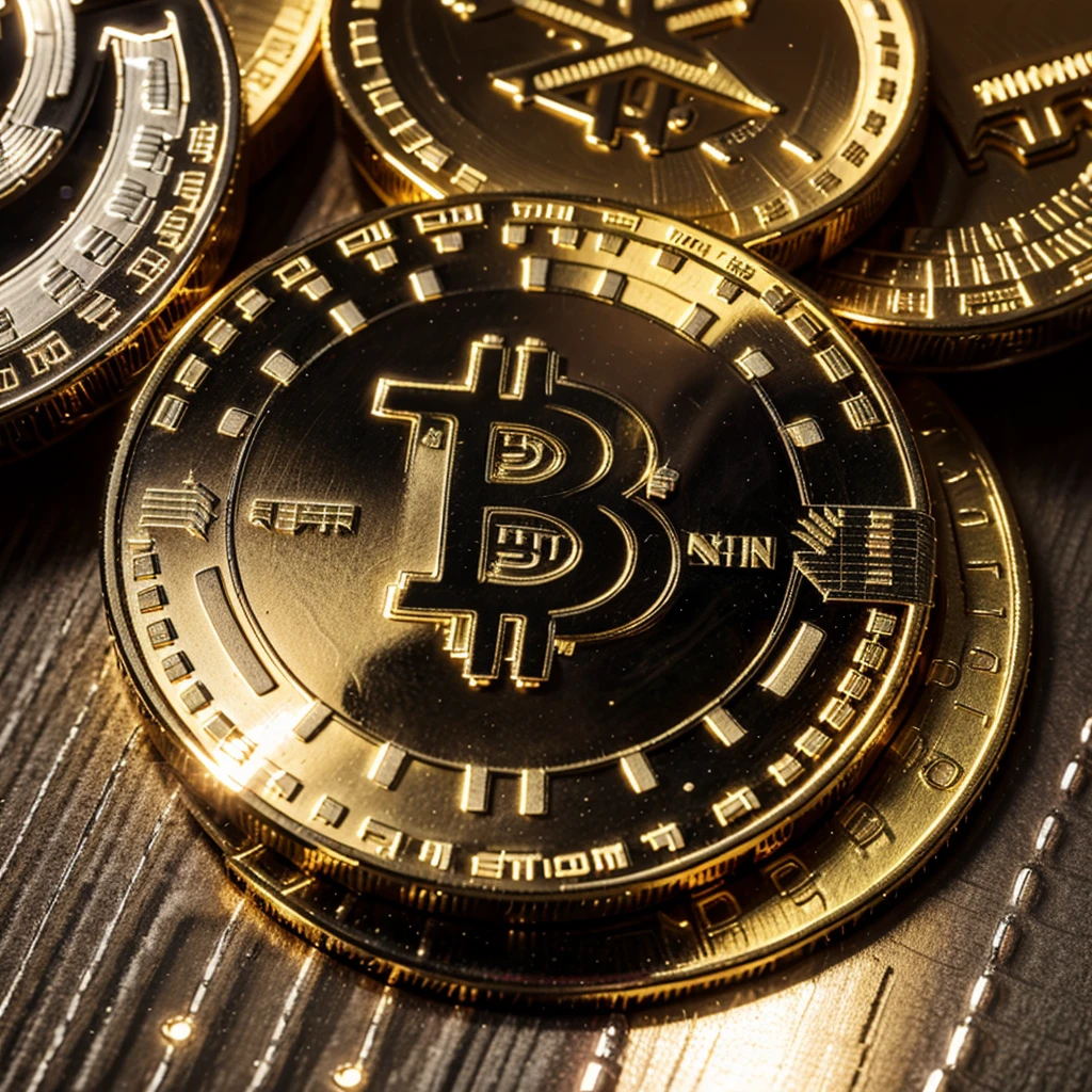 One Bitcoin coin in space