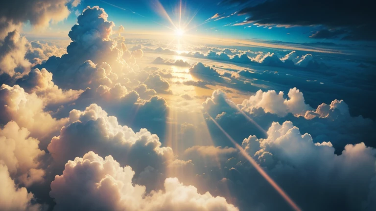 Sunlight shining through the clouds