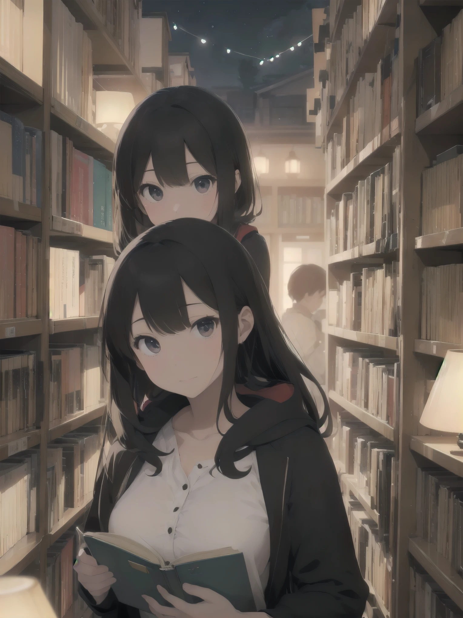 Subtitle: {{library}} {{uniform}} {{reading books}} The library at night. As if to break the silence, a beautiful girl, Saori, was buried in a huge pile of materials in her . She was pulling old books off the shelves and following each word in the faint light of her flashlight. Suddenly, he felt a presence creeping up behind him and turned to see a man wearing a black hood standing silently. I didn't expect you here," the man said in a cold voice. The man said in a cold voice. But Saori smiled without fear and replied, "I thought you knew the answer." He replied. She closed the book in her hand, took out a small camera she had hidden in her chest, and said, "You have the audacity to do that with a pretty face. But let's settle this. She said challengingly.