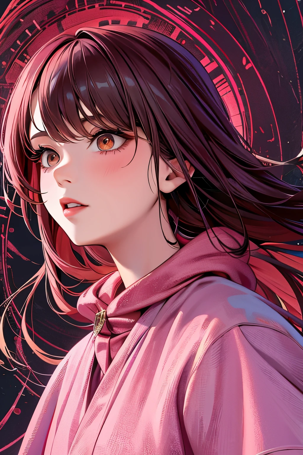 1girl, pink-orange