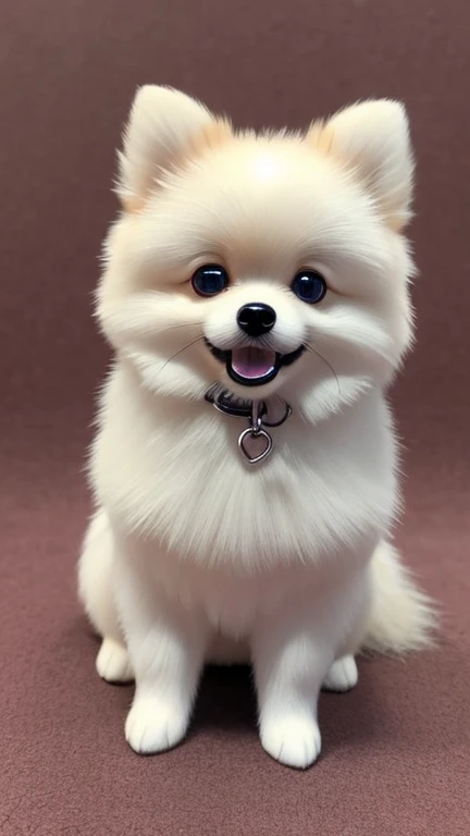 Super cute,One dog,Pomeranian、 Bright Eyes,, clay, model,Delicate hair texture, Glossy and delicate,Clean background, Good gloss, 3D Rendering,highest quality、Zoom in