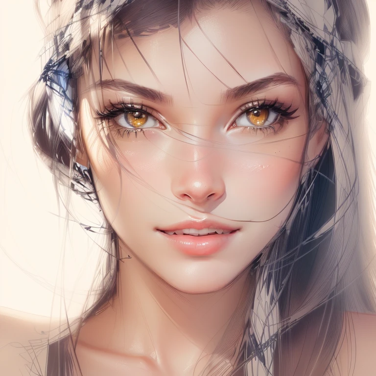 Drawing of a woman with long hair and a big smile, Beautiful line art, Realistic line drawings, Beautifully detailed body and face, Detailed sketch drawing, Drawing a sketch, very Beautiful face in every detail, Girl sketch, perfect Detailed face, face line drawing, Highly detailed gorgeous face, Very detailed and beautiful face, Beautiful face in every detail, Detailed female face, Detailed face )
