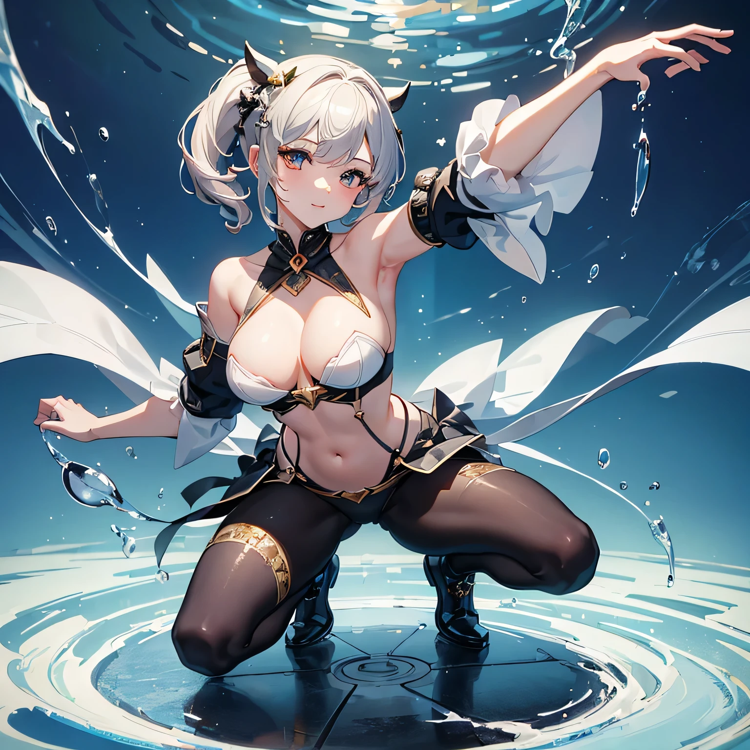((masterpiece)),(((highest quality))),((Super detailed)),((figure)),Dynamic Angle, One girl,alone,full_Boy,Bella_penguin,Moderate_chest,squat,,