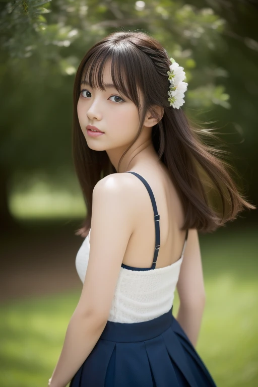 (masterpiece、16k image、high resolution、highest quality)、solo、One Girl、(Japanese Girls' High School Sailor Uniform,perfection)、(Perfect Anatomy,Beautiful body、Healthy Body、Beautiful Skin)、sunny day、Black-haired、ponytail、black eye、On the way home、Small Tits:1.5、School zone、artistic.、Beautiful woman、Beautiful Body、smile、Age 22