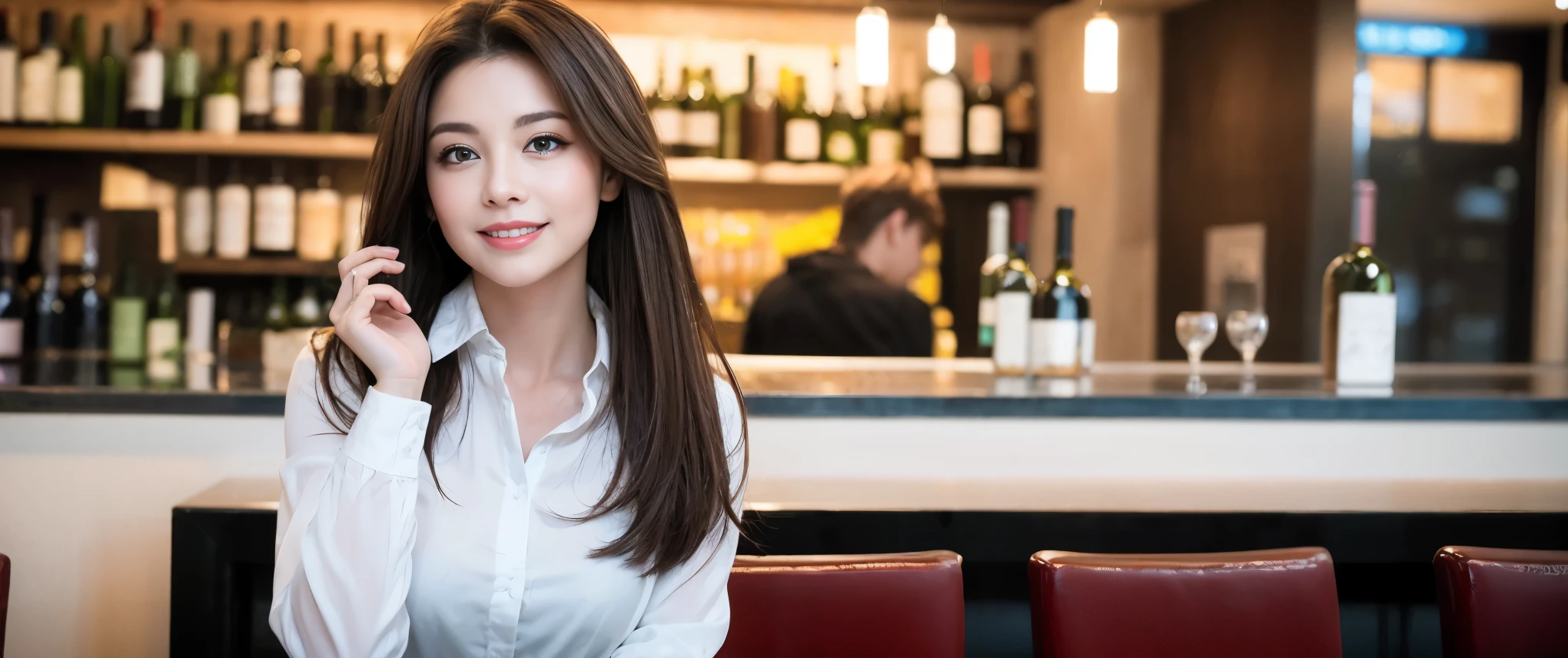 ((highest quality、8k、masterpiece:1.3))、1 male 1 female、Couple、Lovers Couple、slimなボディ、((Bob Hale、Straight hair:1.2))、(Realistic, Intricate details:1.2), テーブルにwine glass、Put the light on your face、 Amazing view of the sunset sky and clouds、Amazing mountain views、ニコニコ明るいsmile、smileの素敵な女性、Bright image、Beautiful Face, blue eyes, The light shines on your face, Blushing, short hair,Bright Face、Fox face、 (36 years old), 39 years old, Lady、red wine 、Appetizers、Italian food、Wine bottle、Champagne、sparkling wine、Two beauties、Brown Hair、Shortcuts、Long sleeve shirt、dress、Pretty Woman 1, (slimな顔), (The body is slim), (Brown Hair), (Shortcuts), cheeks turn a little red,Attractive beauty、, Out of the window, A beautiful and detailed night view unfolds.........., restaurant, In a prominent place (From the waist up) Nova Frog Style, actress, model, Upper Body, White wine, slim, wine glass, 真ん中に置かれたwine glass, smile, (smile: 1.15), Beautiful fine grain, Depth f/2,saturation, High Contrast, Strong light and shadow,Moist Body:1.5、3D texture、Delicate eyes、Brown Hair、The hair is very shiny、