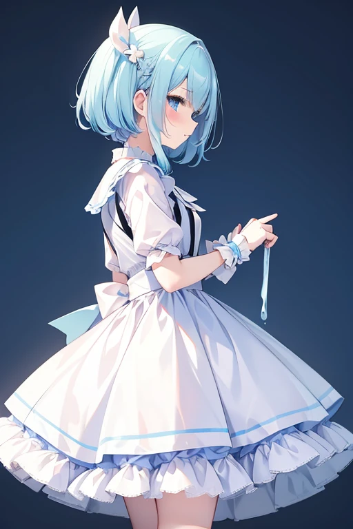 Maid clothes,girl,cute,pastel Blue,Blue Hair,cool,Vanilla iScream,blueberry,cream、profile、Separate skirt
