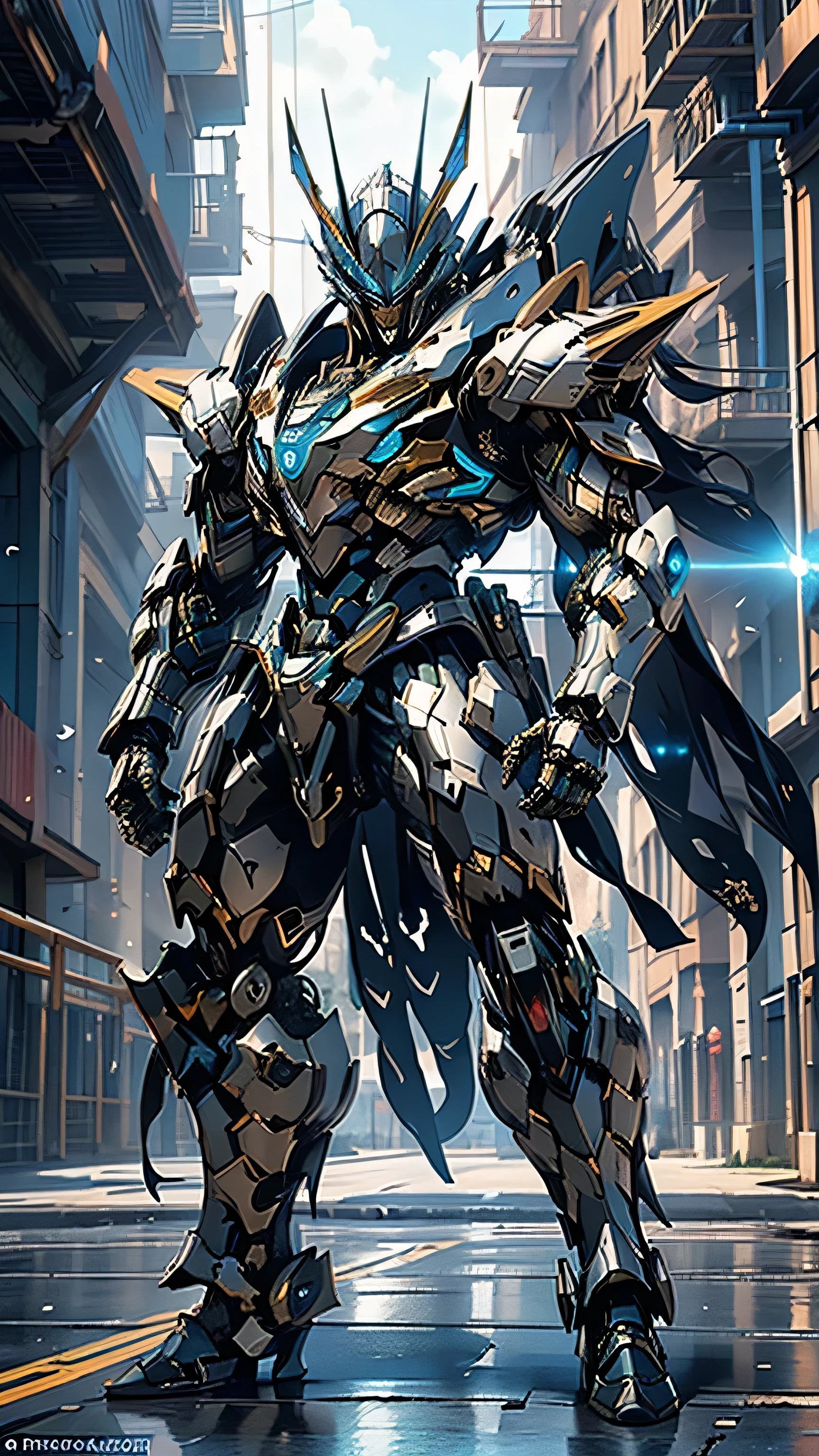 (masterpiece), (best quality), (super-detailed), (UHD 8k Sony a7R V 60 MP mirrorless camera with a 35mm wide-angle lens and a f/2.4 aperture, photographic full body shot) of a futuristic, mecha-suit enabled, space pirate Captain, (mecha pirate:1.4). The warrior is depicted brandishing his twin, (glowing:1.4, electric-blue, laser cutlasses:1.5). He is wearing intricate, highly detailed armor that is black:1.45, silver:1.43, and blue:1.2, with a jolly roger emblem inlaid in platinum on his chest, (he makes for a striking figure of an evil robot buccaneer:1.2). The grim looking Captain is (standing straight:1.52), with his (legs slightly bent:1.3) in preparation for evasive maneuvers, (holding his trusty laser cutlasses:1.44 out to his sides:1.51), (ready for battle, it was time for some action), (on the gloomy bridge of his pirate themed spaceship:1.4), epic comic book cover art by Greg Capullo mixed with the iconic style of comic book cover artist Jim Lee also from the Marvel, Image, and DC comic book universes.  dramatic lighting with strong contrasts highlights his metallic textured features, cinematic movie still, masterpiece, best quality, absurd resolution, 8k Nikon 7r, ray tracing, HDR, UHD, volumetric lighting, Unreal Engine 5, Unity Engine, Blender, octane render, exquisite subject composition and use of lighting:1.4, exceptional, award-winning shading:1.38, sharp focus:1.35, low angle, ominous mood, facing the viewer, (in the illustration style of Greg Capullo:1.33 the famous comic book artist), repeat positive prompts, repeat negative prompts, HDR, 8k, UHD 8K resolution, wide-angle lens, full shot photograph, Absurd resolution, maximum detail, photorealistic, realistic, ultra-realistic,