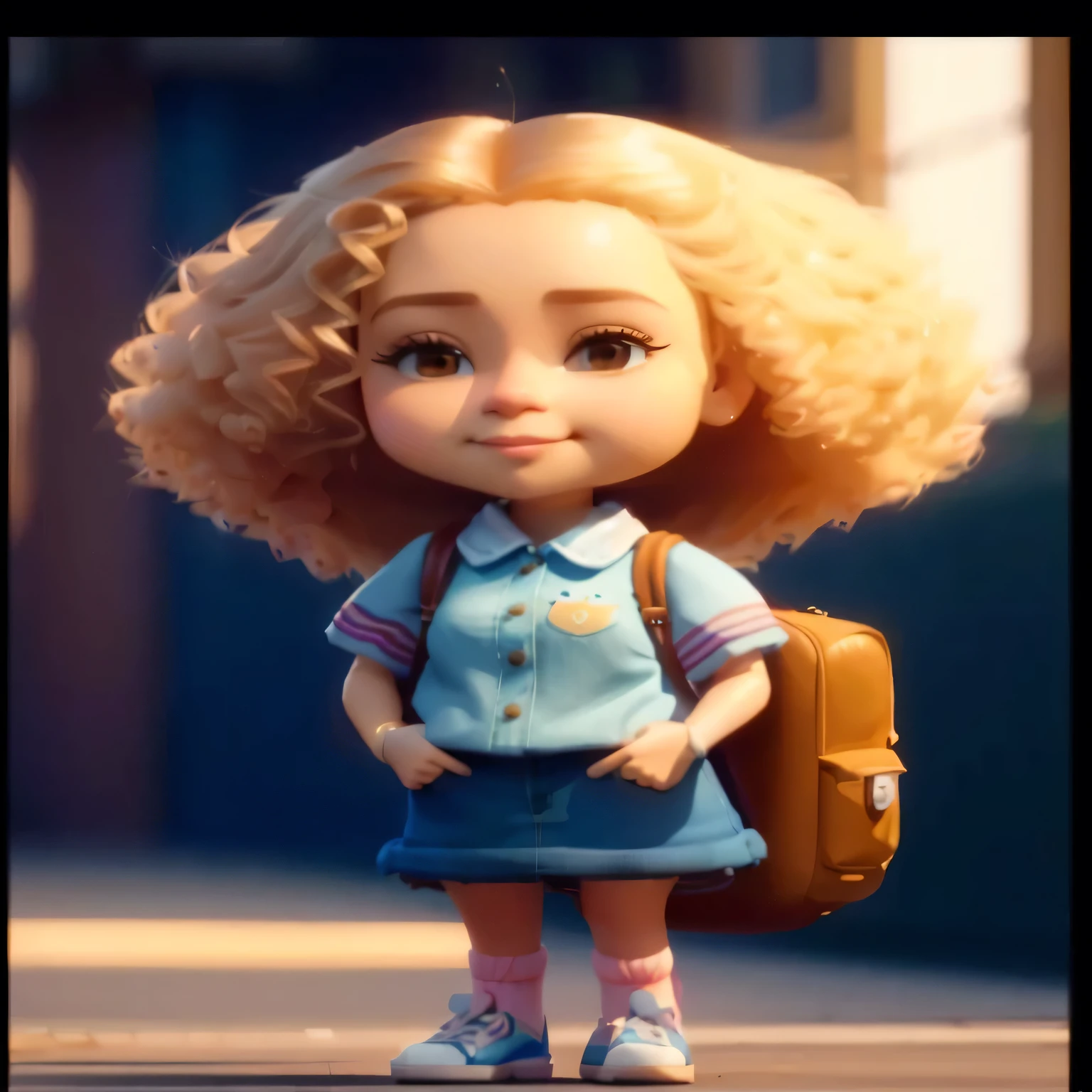 um close de uma boneca com uma mochila e uma mochila, cute Personagem de desenho animado, adorable digital painting, Amy Sol no estilo de, animation character, personagem fofo, filme animado, in the style of Disney animation, arte digital fofa, arte  em artstation, beautiful 3d rendering, arte digital detalhada fofa, animation style rendering, estilo bonito dos desenhos animados, Personagem de desenho animado