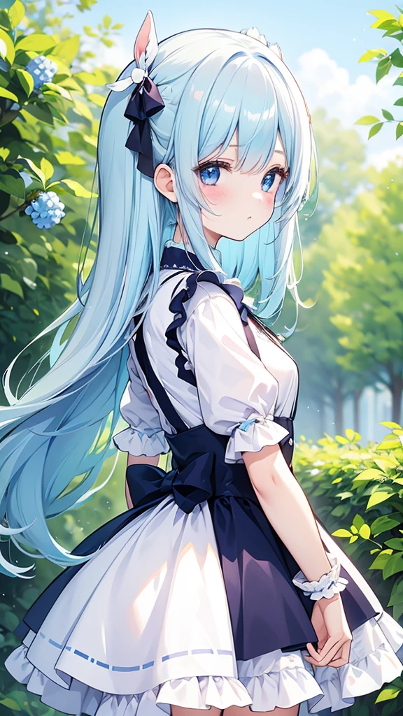 Maid clothes,girl,cute,pastel Blue,Blue Hair,cool,Vanilla iScream,blueberry,cream、profile、Separate skirt