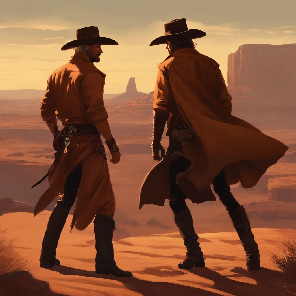 I want you to make a poster for the next fight between Usik and Furi, and I want it to look like it's a fight between two cowboys in the wild west
