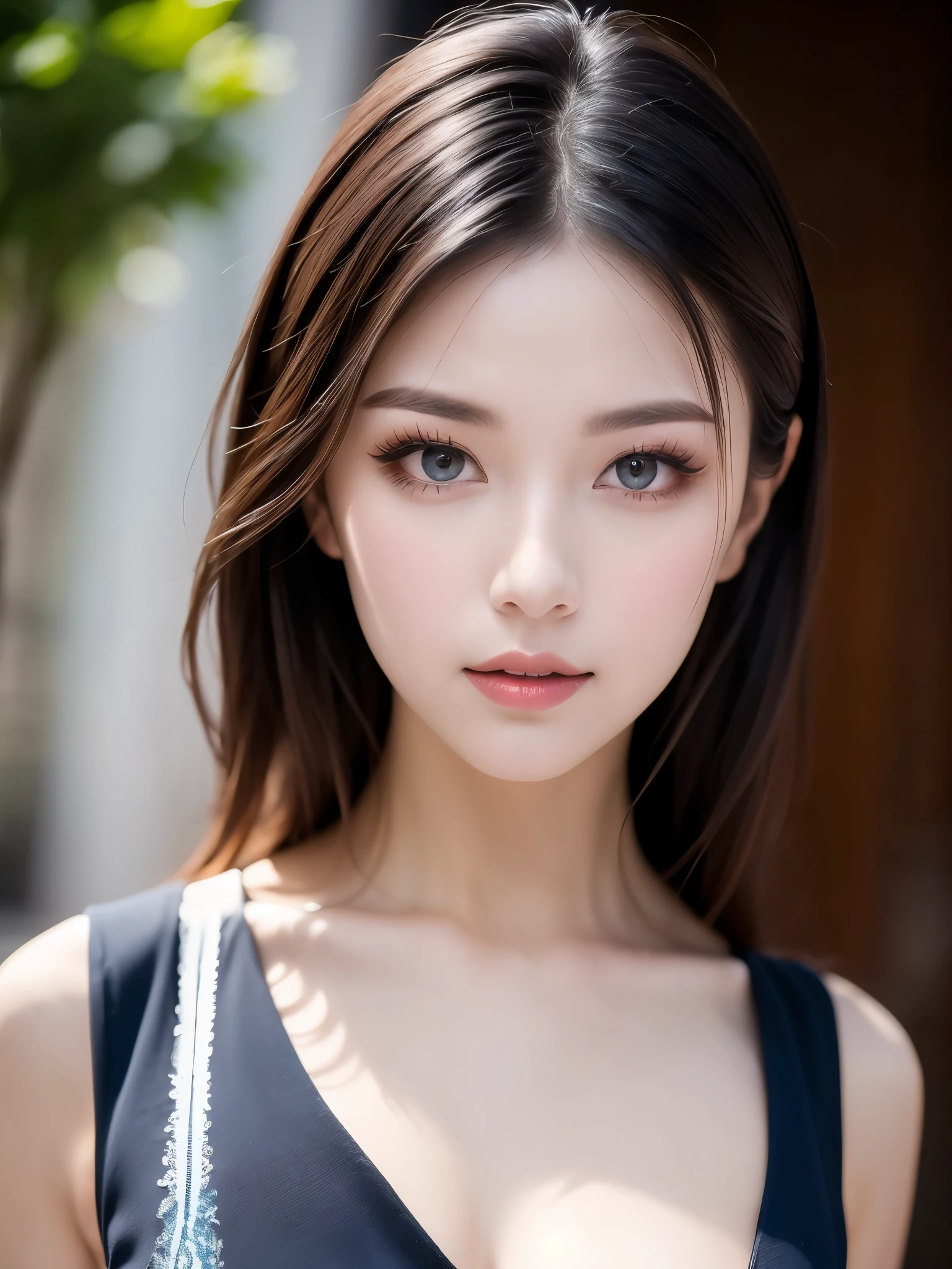 (Dark red right eye), (Dark blue left eye), (((masterpiece))), (((highest quality: 1.4))), ((Super Detail: 1.4)) , Lovely lady, Gorgeous Chinese Model, Translucent dress, See-through dress, Gorgeous exotic features, heterochromia with left is blue and right is red:1.5, Shining silver hair, Highly detailed facial features, Expressive Face, Detailed Texture, Natural Skin Shader, Sexy Girls, amazing, skin tight dress, Japanese Model, Volumetric, Warm shades beneath her skin, Eyeshadow、Professional makeup、Gorgeous makeup、Portraiture、Sharp Eyes、Ultra-high resolution full body shots、