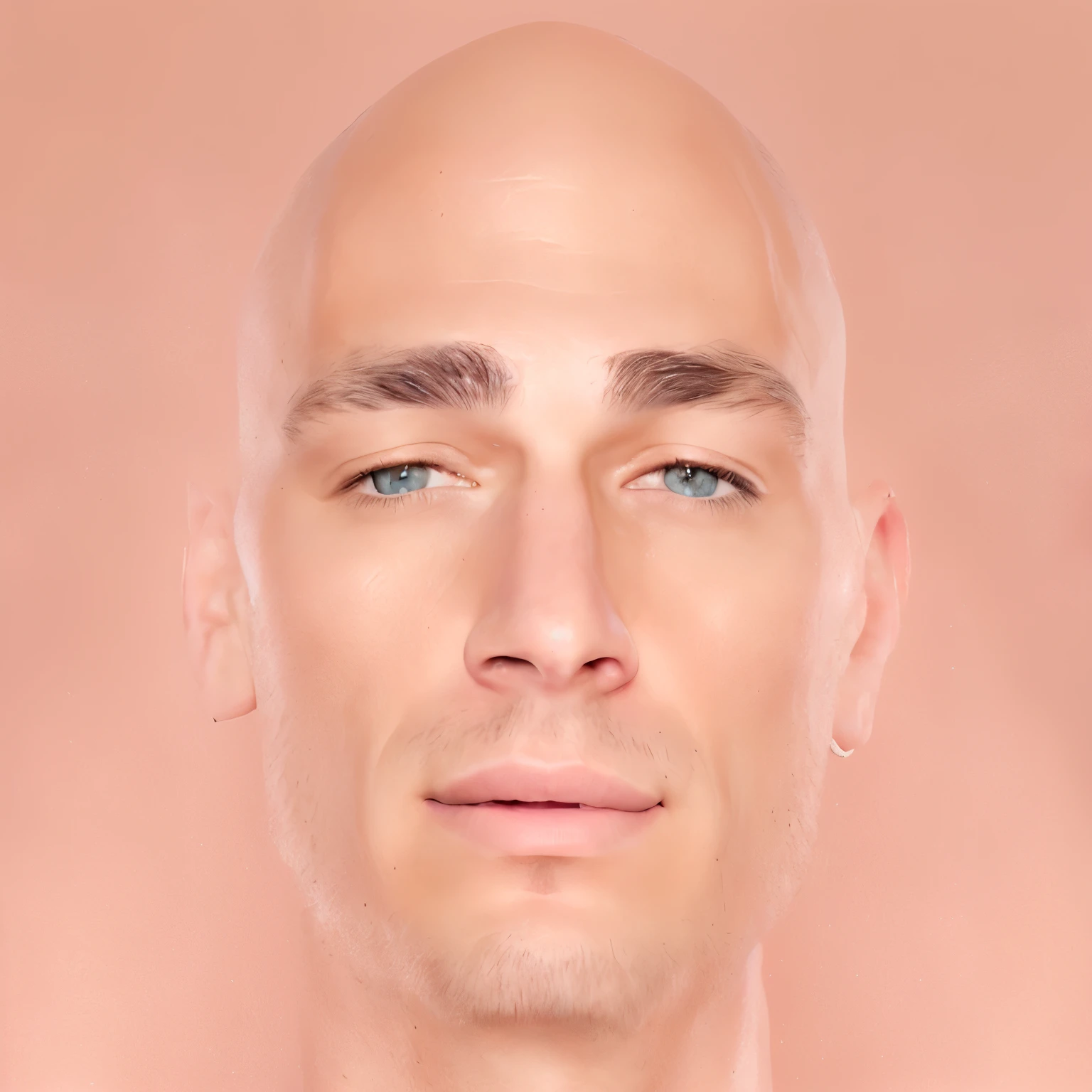 arafed man with a bald head and a shaved face, real human face with skin, korean symmetrical face, south east asian with round face, realistic face and body hybrid, symmetrical facial feature, photorealistic facial features, symetrical face, photorealiscic face, face symmetrical, asian face, symmetrical face portrait, symmetric portrait