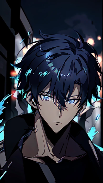 anime style drawing of a man with a piercing gaze, 8k badass anime, tall blue eyed anime man, handsome man in demon slayer art, inspired by Okumura Masanobu, trigger anime art style, official anime stills, main anime art, male anime character, background garden, full body, young anime man, official art, epic anime style, handsome anime poses