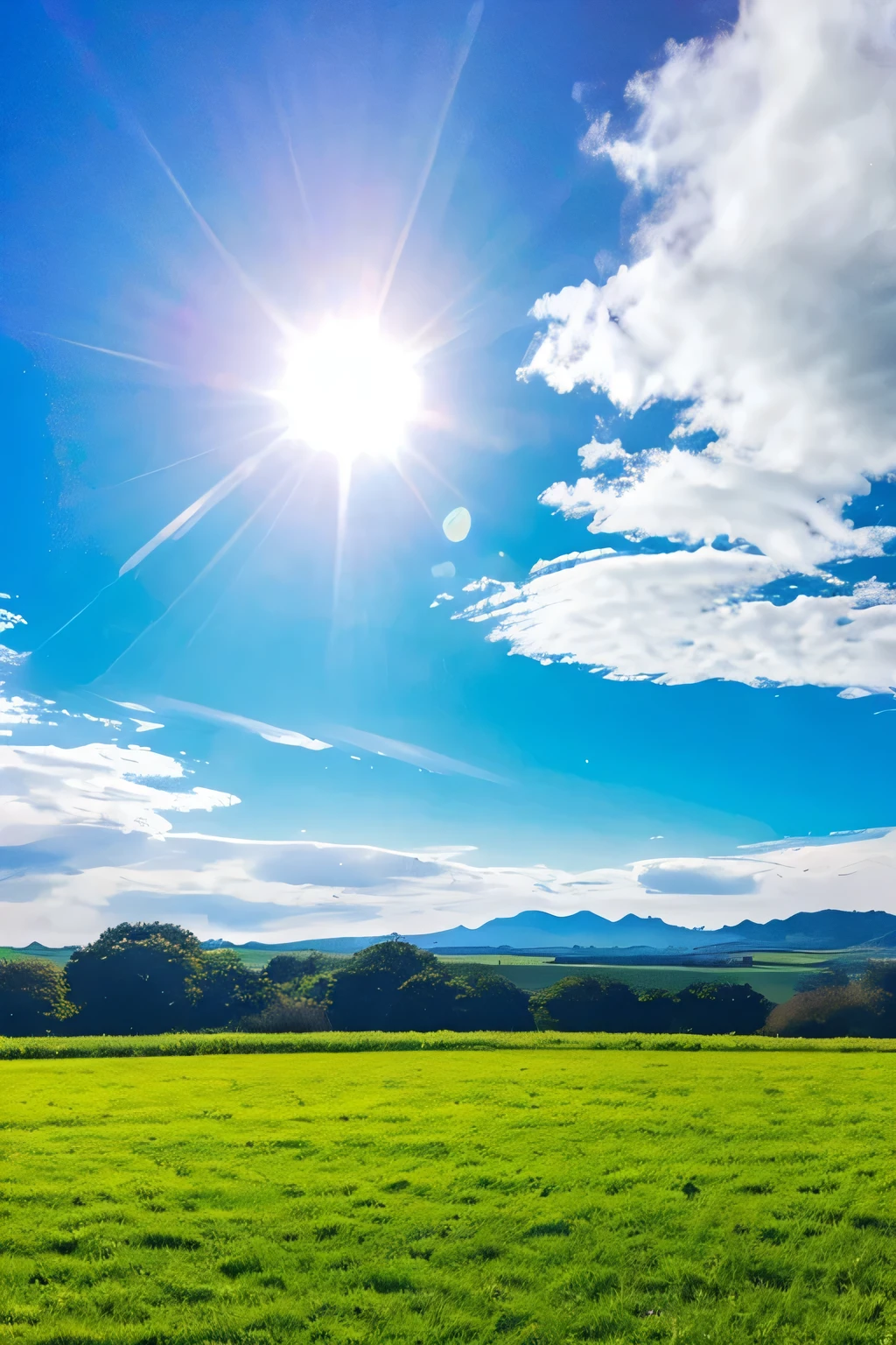 best quality,landscape,sun,Sun's light,Blue sky,good weather