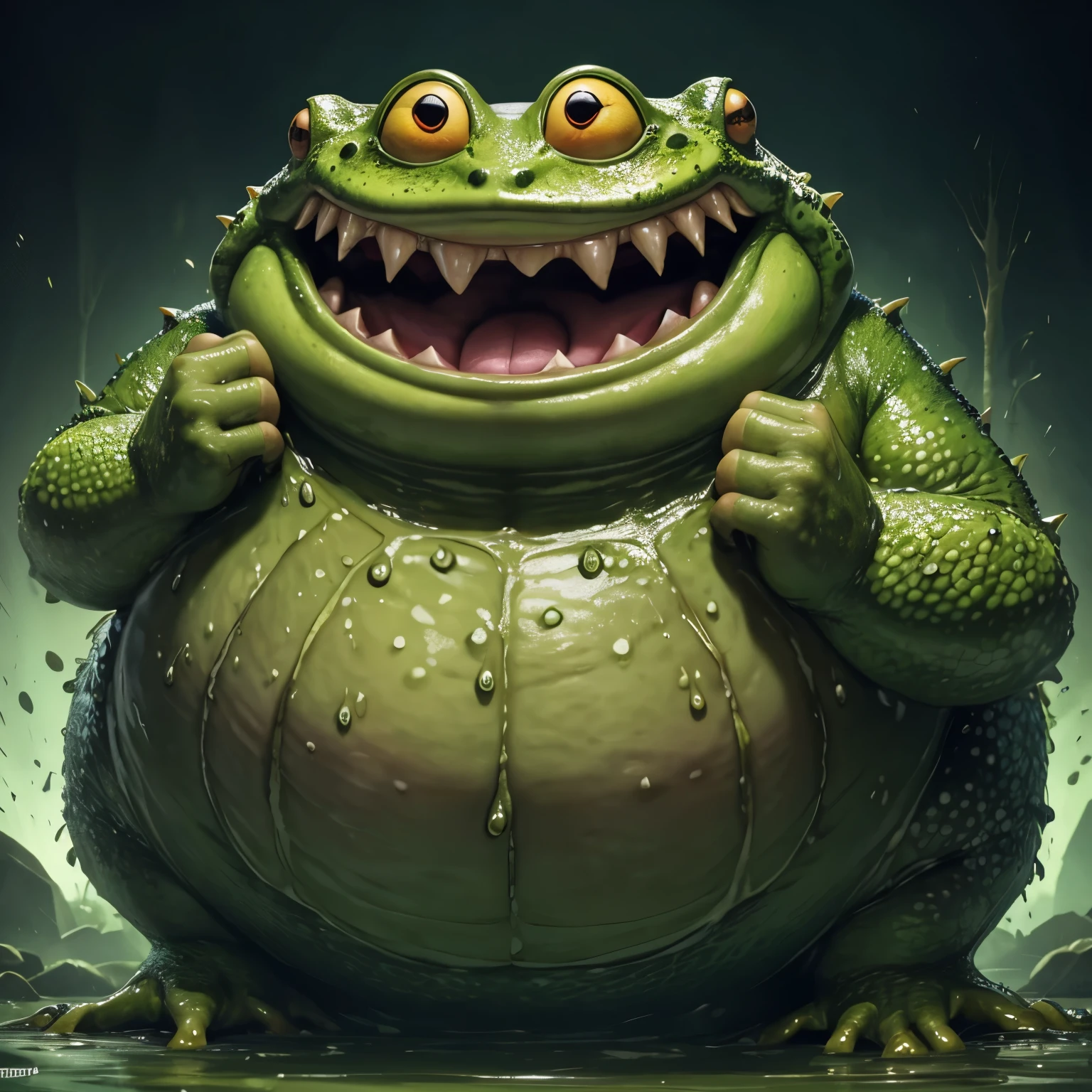 A very obese male dragon、Purple scale dragon、Composition looking up from diagonally below、Abnormally large male genitalia、Extremely enlarged penis、A penis as big as a log、A scrotum as big as a balance ball、Hands touching belly、Sitting on the toilet pose、Muddy toilet bowl、Sharp toenails、Face facing up、Roaring crocodile face、Anime-style crimson eyes、Hugely swollen lower abdomen as if pregnant、Abnormally obese abdomen、Armpit Hair、chest hair、pubic hair、Wide open mouth expression、A body that fills the screen、Wooden toilet background、Dirty muddy toilet、shabby Toilet