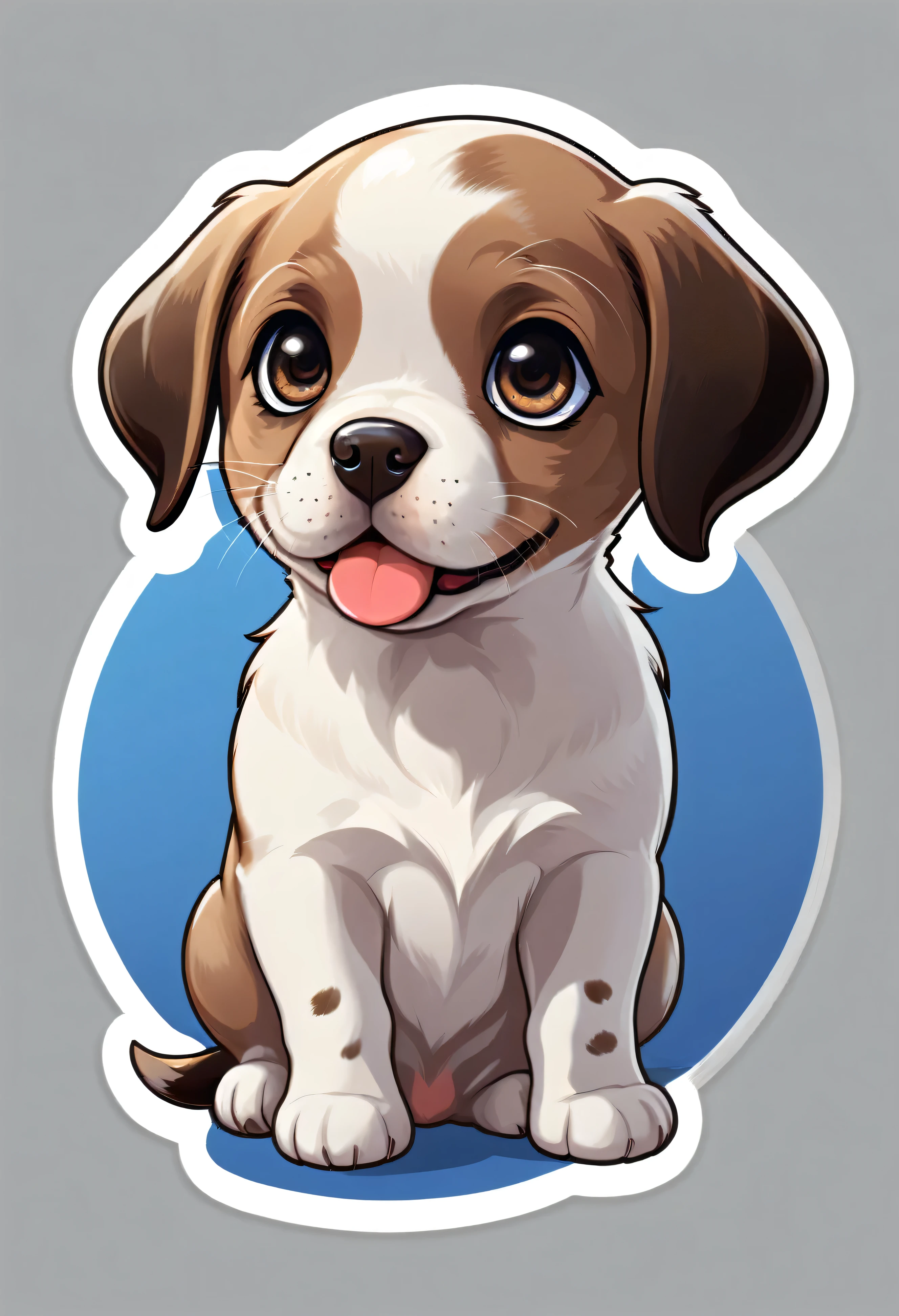 1 sticker, puppy, pointer, Round eyes, Cute eyes, Cute gestures, Cute expression, Simple Background