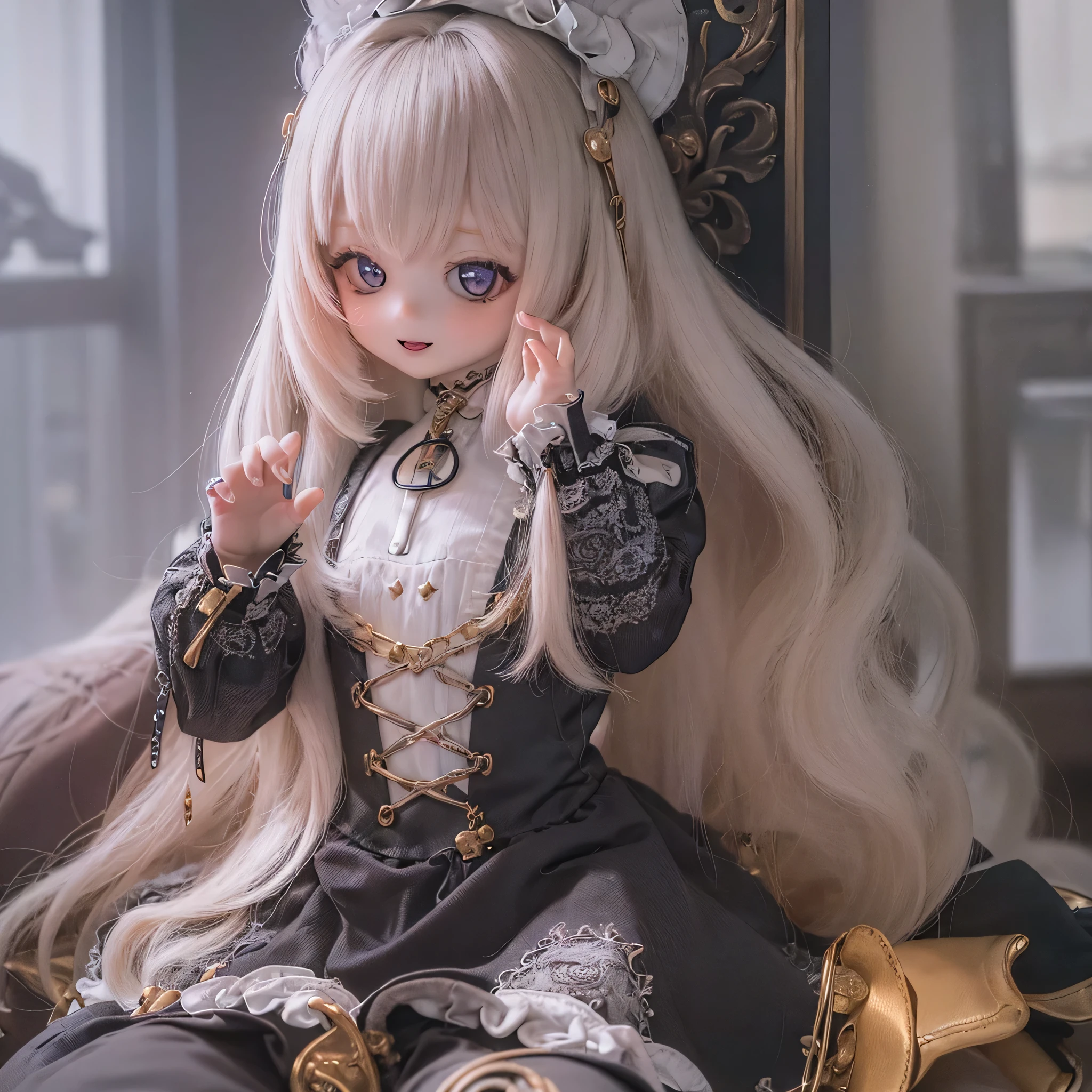(highest quality, High resolution, Realistic:1.37),Very detailed, Beautiful details,Beautiful lip detail,Very detailed目と顔,Long eyelashes,One Girl,Portraiture,Sharp focus,Vibrant colors,Soft lighting,Fenrir Girls,Fantasy elements,Snow Scene,ice magic,Flowing hair,Heavenly beauty(((((whole body)))))(((((Gothic Lolita)))))cute yo cute whole body (((Cute pose)))(((((((ch)))))(((pretty girl)))flat chest shoesタイツ contrapposto
smile