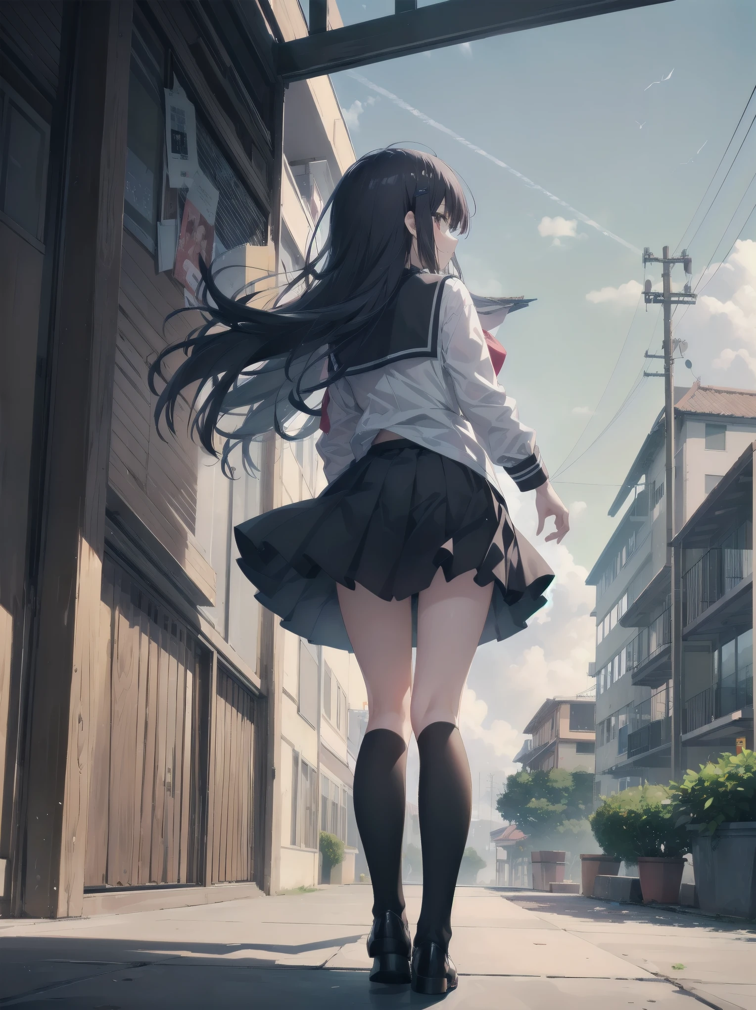 {{School rooftop}} {{uniform}} {{Staring into the distance while being blown by the wind}}
School rooftop。As a strong wind blows through、美少女・Saoriはuniform姿で遠くの景色を見つめながら、I stared at the old key in my hand.。To find the place that the key points to、Her head was spinning。「This is where the real action begins。」He muttered.、Open the small box at your feet。It contains some old photographs and、A letter was carefully placed inside.。「Saori、I found？」A voice came from behind me.、When I turned around, my classmate Reiko was standing there.。「Yeah、But now the problem begins。There&#39;s a mystery I have to solve even if it means going against the law。」とSaoriは決意に満ちた表情で答える。「With a cute face、That&#39;s really amazing.。」Reiko said with a smile.。