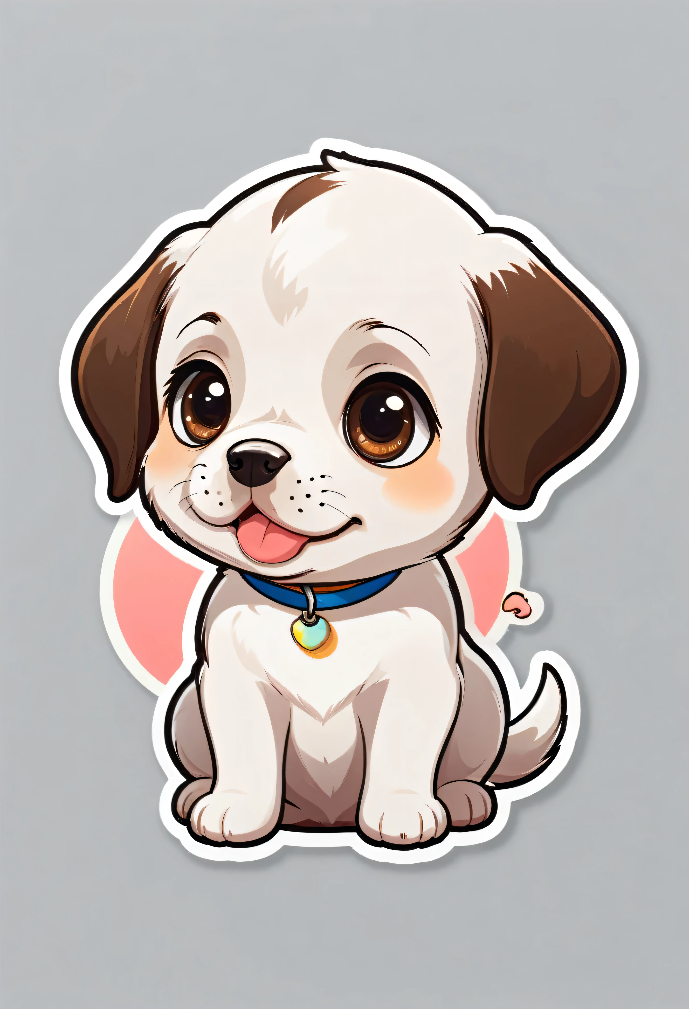 1 sticker, puppy, pointer,  Round eyes, Cute eyes, Cute gestures, Cute expression, Simple Background