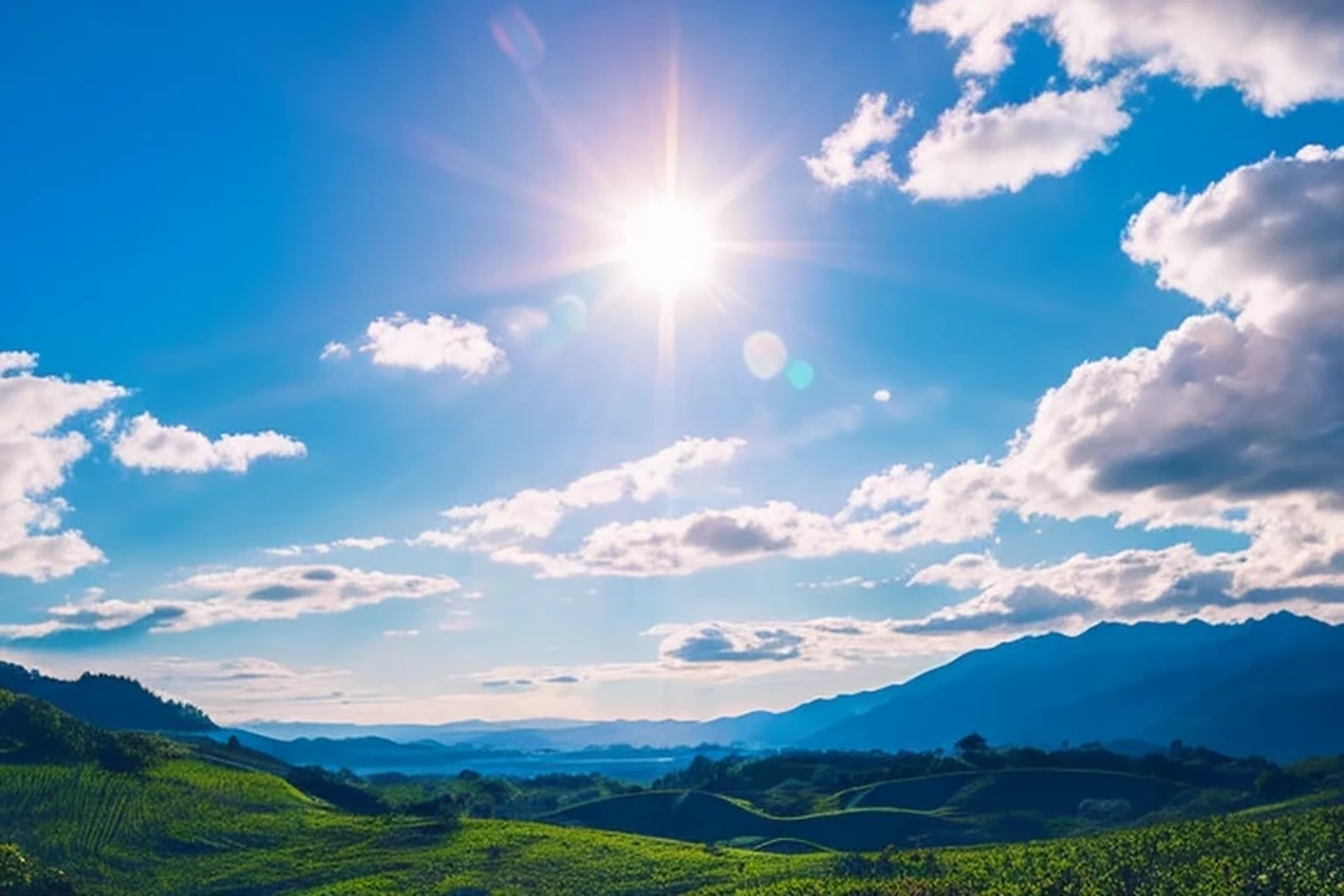 best quality,landscape,sun,Sun's light,Blue sky,good weather