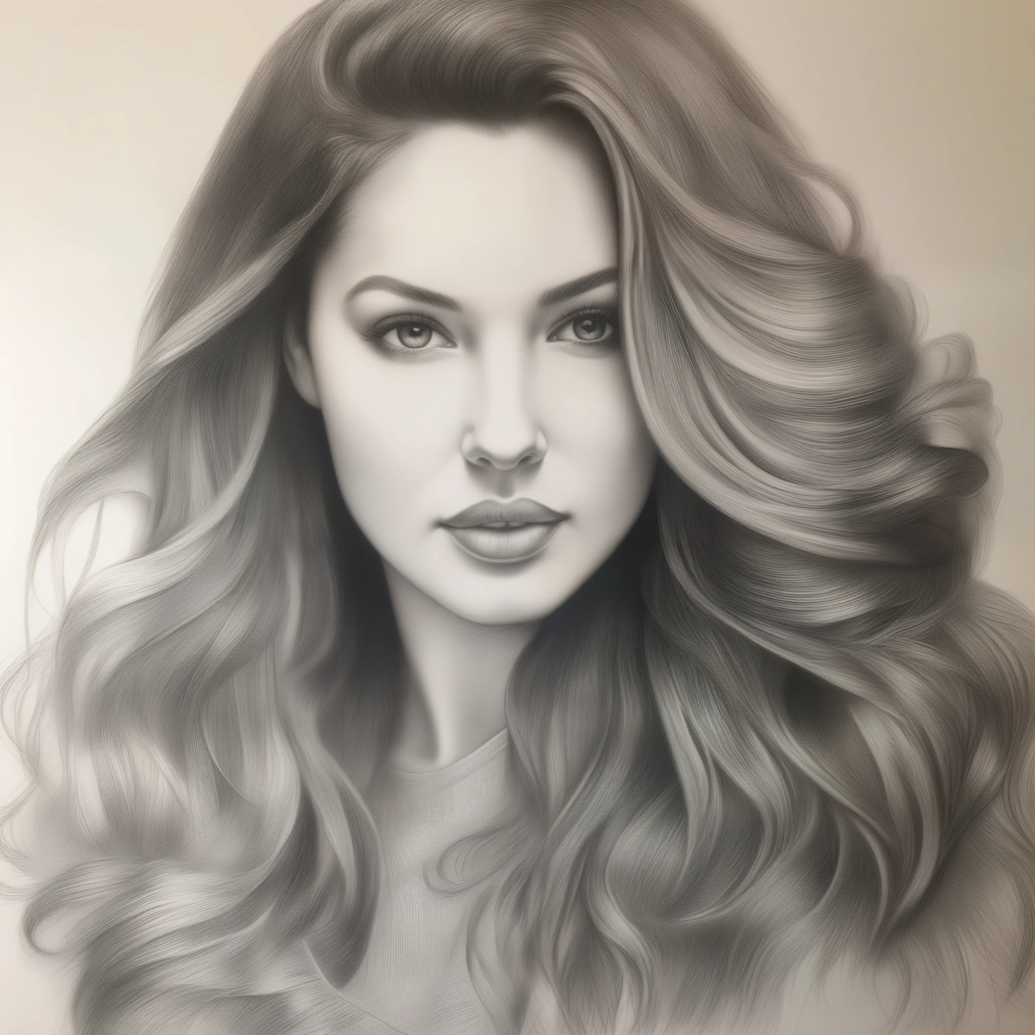 drawing of a woman with long hair , drawing, draw with pencil, draw with pencil, detailed beautiful , detailed beauty , matte drawing ,draw with pencil