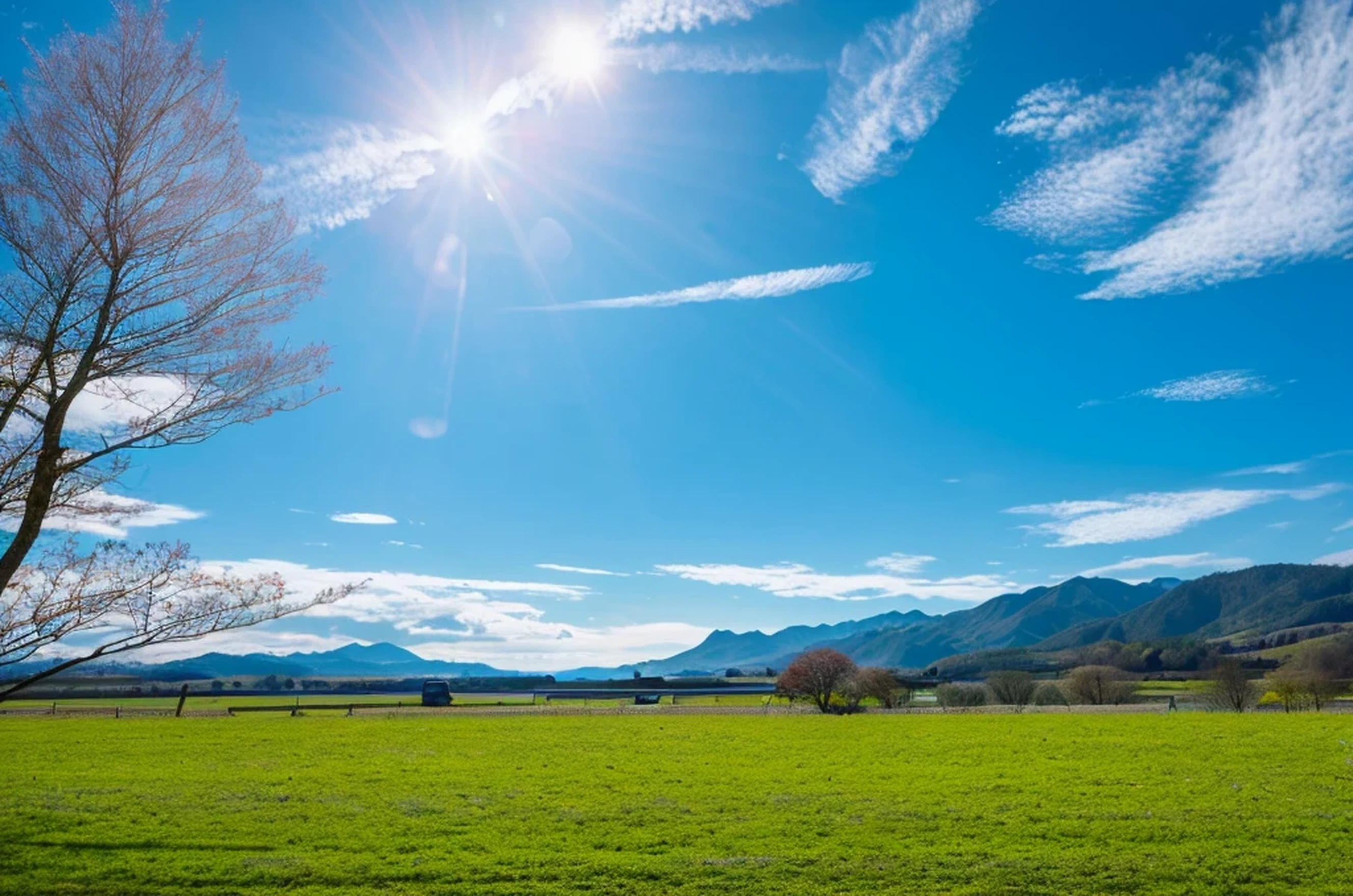 best quality,landscape,sun,Sun's light,Blue sky,good weather