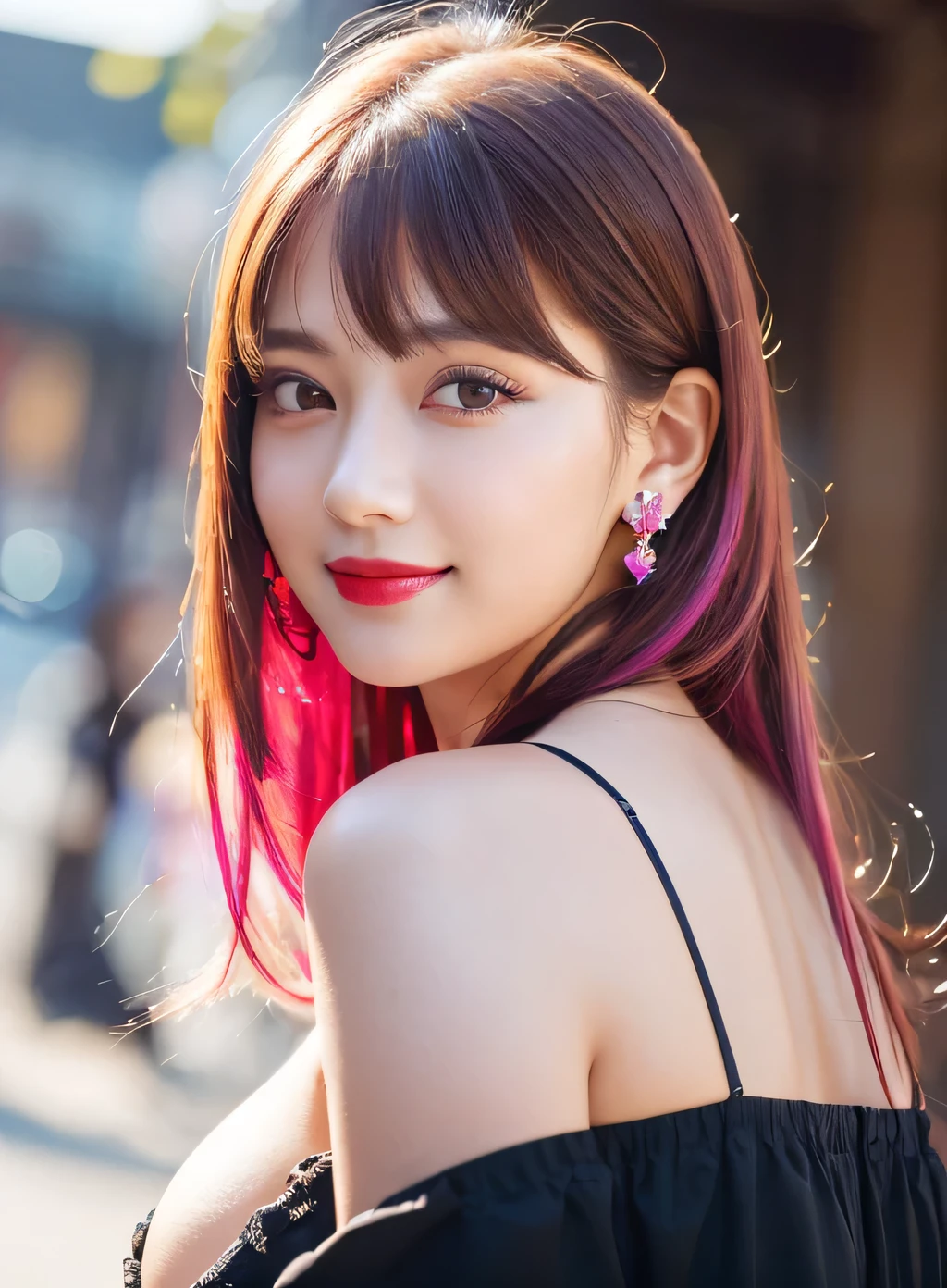 (RAW Photos, 最high quality), (Realistic, photo-Realistic:1.3), 最high quality ,masterpiece, Pitch black is the background、(((Face the camera and face forward))、Portrait style、(Symmetrical body),Cleavage、 ((Big Ass, Big Breasts)), (beautiful girl), Vivid pink lipstick, Colorful Makeup, Long eyelashes, Earrings, Applying eyeliner, Fair skin, Pink Hair、(cute), (Detailed face), Big Eyes、 Detailed Iris, 8K Ultra HD, Digital SLR, Soft lighting, high quality, Beautifully detailed nose,, Realistic face, Pink Cat, A light smile, (Very detailed face: 1.5),  最high quality, Super detailed, masterpiece, In detail, 8k wallpaper, Pixie Cut、(sfw:1.8),Real、8K、(masterpiece), (Very complicated:1.3), (Realistic), 1 female、Women&#39;s photos、23 years old、round face、Blue Eyes、Close-up of face、Big Eyes、Drooping eyes、 short hair、The most beautiful in the world,, White skin、delicate、 Upper Body, night、 Strong lighting, Detailed professional photos of beautiful women, Sharp focus, Cinema Lighting, rendering , ( Blurred Background, Depth of written boundary),((Realistic)), ((Sharp focus)), (Highest Resolution), ((masterpiece)), Professional Cinema Lighting、 (Perfect hands), （Perfect Fingers