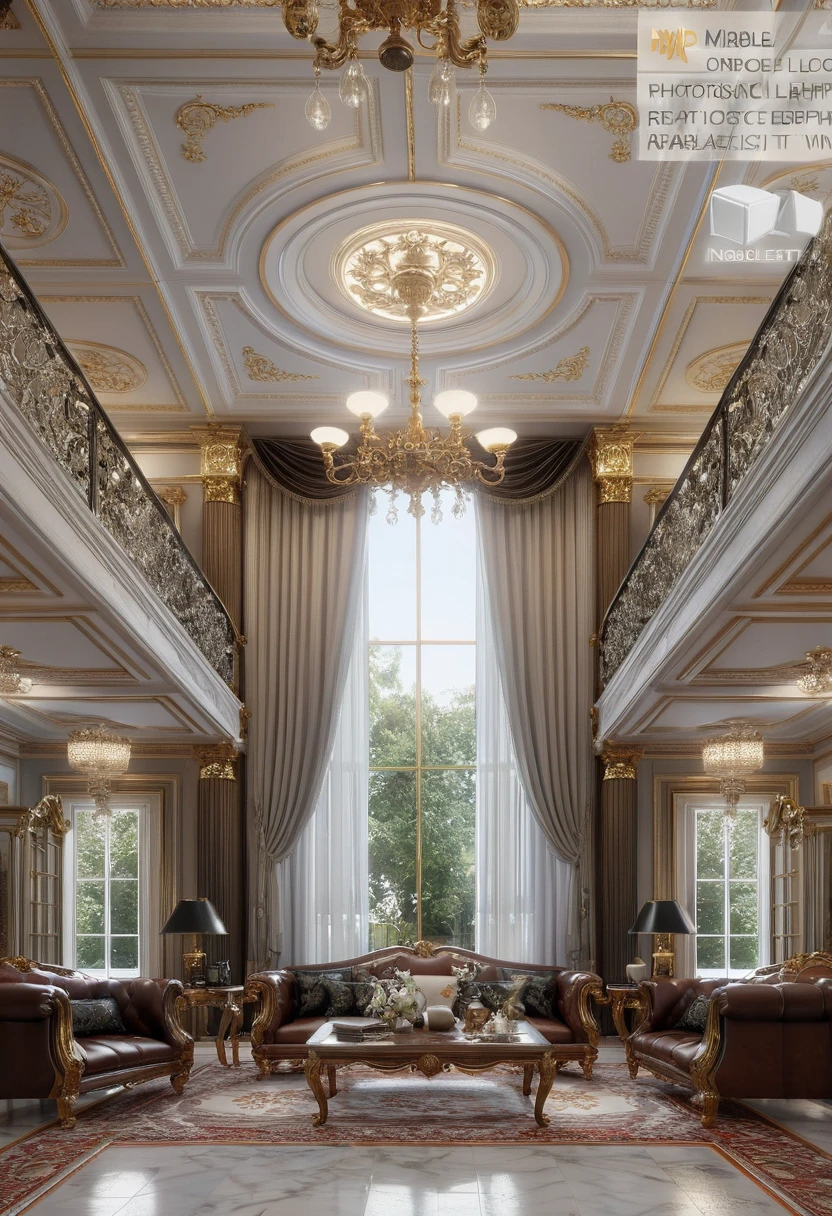 RAW photo, masterpiece, a view of a living room with a couch, chairs, and a chandelier, highly detailed interior, neo - classical style, neoclassical style, neoclassicism style, interior architect architectural visualization, neoclassical style, in style of classicism, white light sun, rendered in vray, rendered in v-ray, rendered in unreal engine 3d, (photorealistic:1.2), (photorealistic:1.5), best quality, ultra high res, architechture, (leather sofa detail:1.5), neoclassic house, (detailed railing neoclassic:1.5), luxury neoclassical villa, (mable floor details:1.5), (detailed neoclassical carpet:1.5), in the style of neoclassical scene, glass windows, best quality, (Intricate lines:1.5), ((Photorealism:1.5)),(((hyper detail:1.5))), archdaily, award winning design, (dynamic light:1.3), (day light:1.2), (perfect light:1.3), (shimering light :1.4),  refection glass windows, (curved line architecture arch:1.2), photorealistic, FKAA, TXAA, RTX, SSAO, Post Processing, Post-Production, CGI, VFX, SFX, Full color,((Unreal Engine 5)), Canon EOS R5 Camera + Lens RF 45MP full-frame CMOS sensor, HDR, Realistic, Cinematic intricate detail, extreme detail, science, hyper-detail, FKAA, super detail, super realistic, crazy detail, intricate detail, nice color grading, reflected light on glass, eye-catching wall lights, unreal engine 5, octane render, cinematic, trending on artstation, High-fidelity, Viwvid, Crisp, Sharp, Bright, Stunning, ((Lifelike)), Natural, ((Eye-catching)), Illuminating, Flawless, High-quality,Sharp edge rendering, medium soft lighting, photographic render, detailed archviz