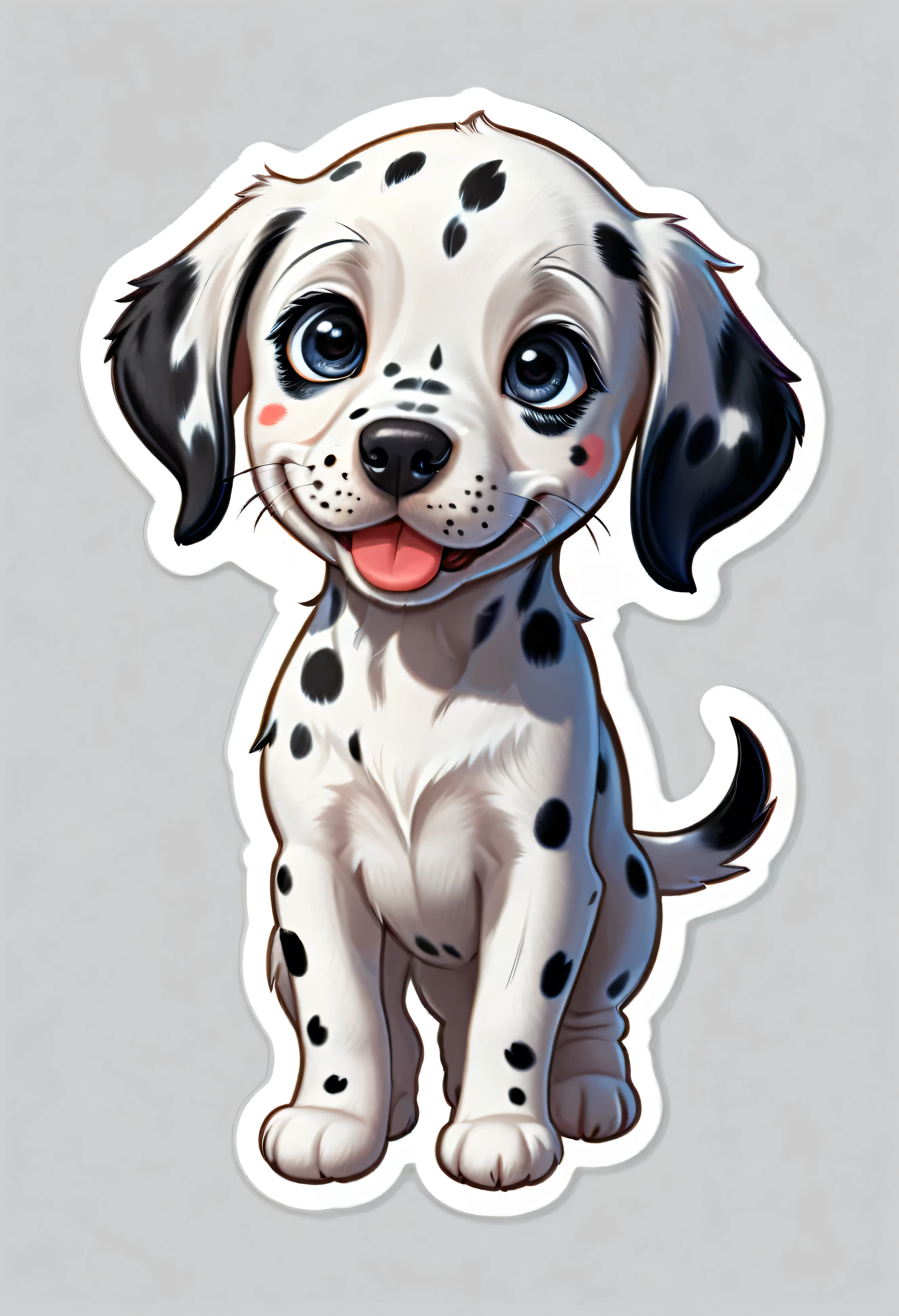 1 sticker, puppy, Dalmatian, Round eyes, Cute eyes, Cute gestures, Cute expression, Simple Background