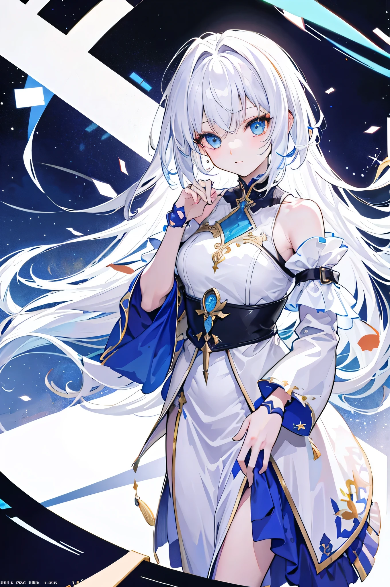 ((8k,best qualtiy)))1 Young girls, Role table, concept-art, full bodyesbian, (Best images:1.2), (best qualtiy:1.3), 1 rapariga, standing on your feet, long whitr hair,angelicales,white color hair,