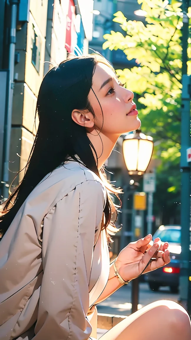 profetional lighting,Professional effectasutepiece: 1.3), (max resolution: 1.2), (Ultra HDTV: 1.2),octanerender, Fujifilm X100, Intense cinematic shots, Shallow depth of field, Volumetric lighting, kintsugi,(8K、Raw photography、​masterpiece:1.4)、(realisitic、Photorealsitic:1.37)、Shot with CineStill 800T、(Extreme top quality:1.3)、((depth of fields:))、absurderes、(super high resolution、extremery detailed CG、hight resolution、realisitic、ultra-detailliert、a picture、A hyper-realistic、ultra-detailliert、Cinematic atmosphere、8K UHD、insanely detaileda、trending on artstationh、awardwinning photo、extremely detailed photo、hight resolution:1.5), Beautiful details sparkle ,Perfect Proportions, Limited to one woman, BREAK accurate, Anatomically correct, Highly detailed face and skin texture, drawn in detail, Highly detailed facial and skin texture, Detailed eyes, beautiful hair, Beautiful Japanese Idol face, Beautiful and beautiful eyes, Beautiful body, Beautiful breasts, Beautiful thighs, Beautiful legs, Beautiful fingers, (Beautiful views) , skinny body, eight-headed body, ((Beautiful Skin)), ((Skin Texture)) BREAK breast enlarged, large Breasts, perky tits, (blush, smiling:1.3, pink cheek, Double eyelids, Thin eyebrows, Glitter Eyeliner:1 Natural cheeks, Glossy skin, Fair skin:1.2, (Glossy lips:1.4, shiny lips: 1.4 ), high school student, Attractive adult woman , anime gyaru) , twin braid, Long Hair, Striped Hair, Hair Intake, Inner hair color, BREAK Street fashion, catwalk, nail art, necklace, Bridal Ring, wearing a watch BREAK (((sitting on steps , Running hand through hair, from side, from below, upper body Shot, long shot, looking away, ((rural street))