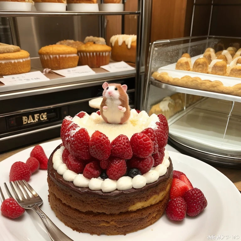 Pastry Chef Hamster：Hamster making a delicious cake。
