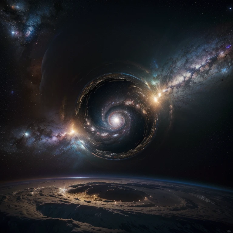 (best quality,4k,8k,highres,masterpiece:1.2),ultra-detailed,(realistic,photorealistic,photo-realistic:1.37),space-themed wallpaper, wormhole to a different dimensions, cosmic colors, vibrant, immersive lighting