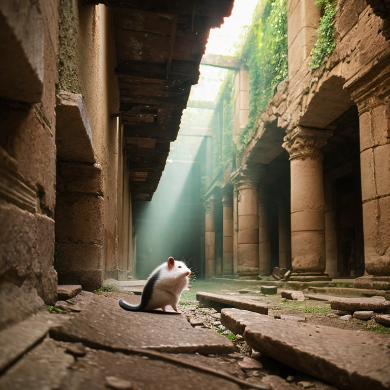 Explorer Hamster:Hamster exploring ancient ruins。