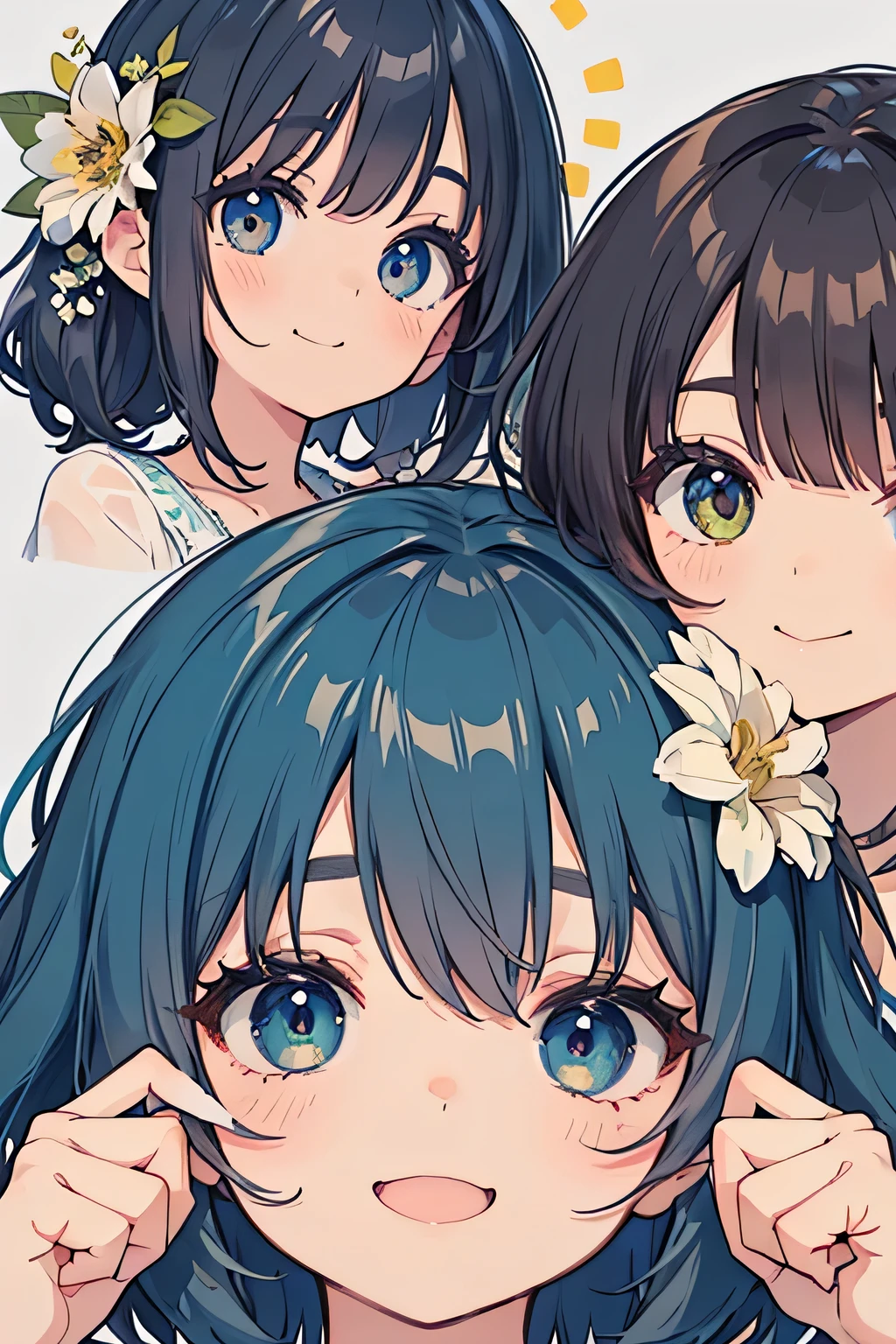 highest quality、High resolution、Detailed Background、(Beautiful face in every detail:1.4)、Anatomically correct、(Draw the usual number of fingers:1.2)、(Detailed facial expressions)、(Detailed eyes:1.2)、(Detailed eyes:1.2)、Beautiful, smooth skin、age beauty、(Highly detailed face:1.4)、cute hair color、Braided Ponytail、Braided bob cut、cute hairstyle、well-groomed eyebrows、Cute gestures、Fits in one screen、
(Three beautiful girls having fun together with big smiles:1.5)、
At the Flower Camp you can pick your own flowers and enjoy them.、
Participants can explore the flower fields and gardens and pick their favorite flowers in areas permitted at the campground or flower fields.、
You can touch fresh flowers and enjoy their beauty and fragrance.、
Flower camps sometimes include flower arranging experiences.、
Participants can create their own original flower arrangements using flowers they picked themselves or the floral materials provided.、
Enjoy the fun of arranging flowers according to your own taste and sensibility.、cute