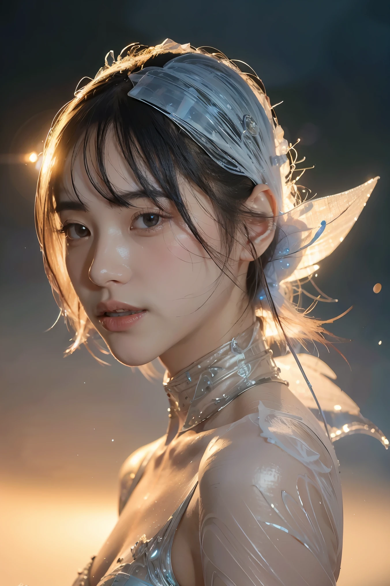Translucent ethereal alien warrior,ModelShoot style, (Extremely detailed CG unified 8K wallpapers), The beauty of abstract stylization,,surrealism, 8K, Super detail, Best quality, Award-Awarded, Anatomically correct, 16k, Super detail