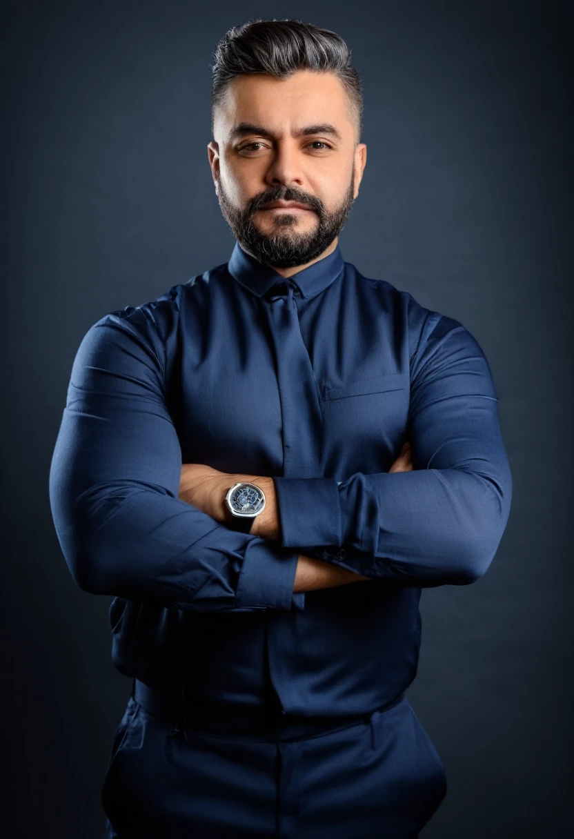 Homem de terno, especialista em relacionamento, crossed arms