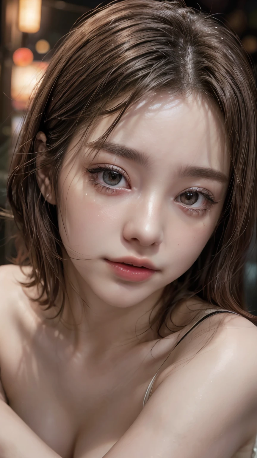 highest quality、masterpiece、Ultra-high resolution、Live Shooting、(Realistic:1.4)、1 girl、Detailed face、Brown eyes、Sparkling night view、Red sexy dress、Provocative wink、Unusual angles、Short Hair、Beautiful Japanese actresses、Sakimi-chan、Cinema Lights， Realistically，highest quality， Complex CGI，highly Detailed face，High Detail Eyes，