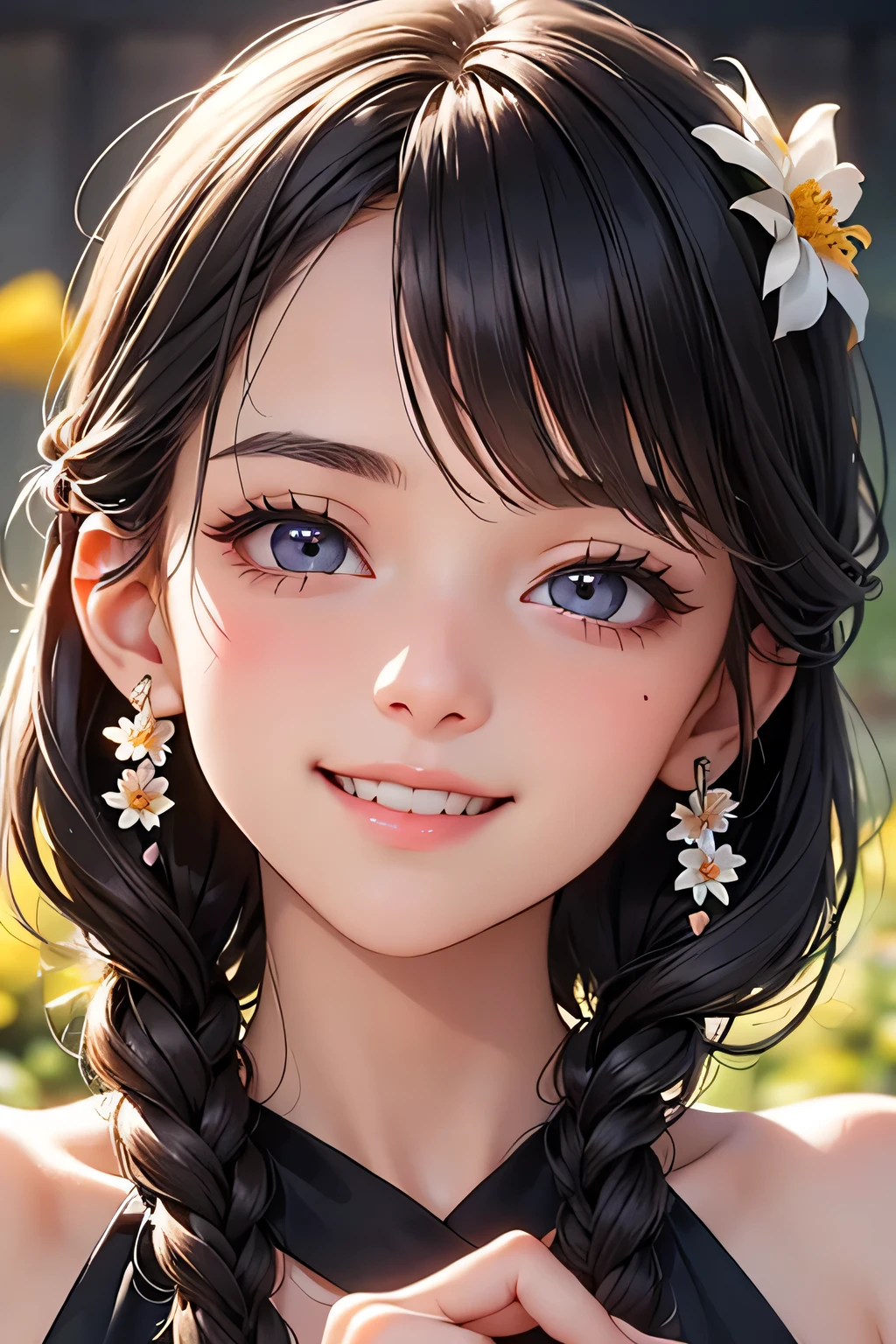 highest quality、High resolution、Detailed Background、(Beautiful face in every detail:1.4)、Anatomically correct、(Draw the usual number of fingers:1.2)、(Detailed facial expressions)、(Detailed eyes:1.2)、(Detailed eyes:1.2)、Beautiful, smooth skin、Teenage beauty、(Highly detailed face:1.4)、cute hair color、Braided Ponytail、Braided bob cut、cute hairstyle、well-groomed eyebrows、Cute gestures、Fits in one screen、
(Three beautiful girls having fun together with big smiles:1.5)、
At the Flower Camp you can pick your own flowers and enjoy them.、
Participants can explore the flower fields and gardens and pick their favorite flowers in areas permitted at the campground or flower fields.、
You can touch fresh flowers and enjoy their beauty and fragrance.、
Flower camps sometimes include flower arranging experiences.、
Participants can create their own original flower arrangements using flowers they picked themselves or the floral materials provided.、
Enjoy the fun of arranging flowers according to your own taste and sensibility.、cute