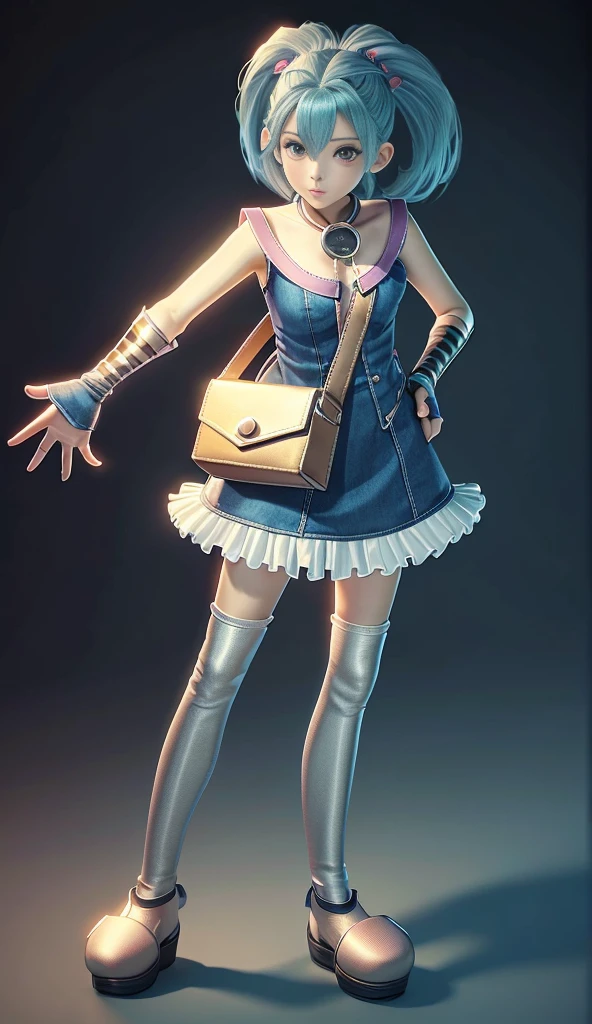 Blue Hair Surrealism, Character table, Reference Table, Standing painting, 8k, Super Detail, 1080P, Women HD, 4K, 8k, 16k, high resolution, best quality, high quality, Anatomically correct, masterpiece, precise, Ultra HD,grace,Unreal Engine,Delicate face,Long braids,slim,Long legs,miniskirt