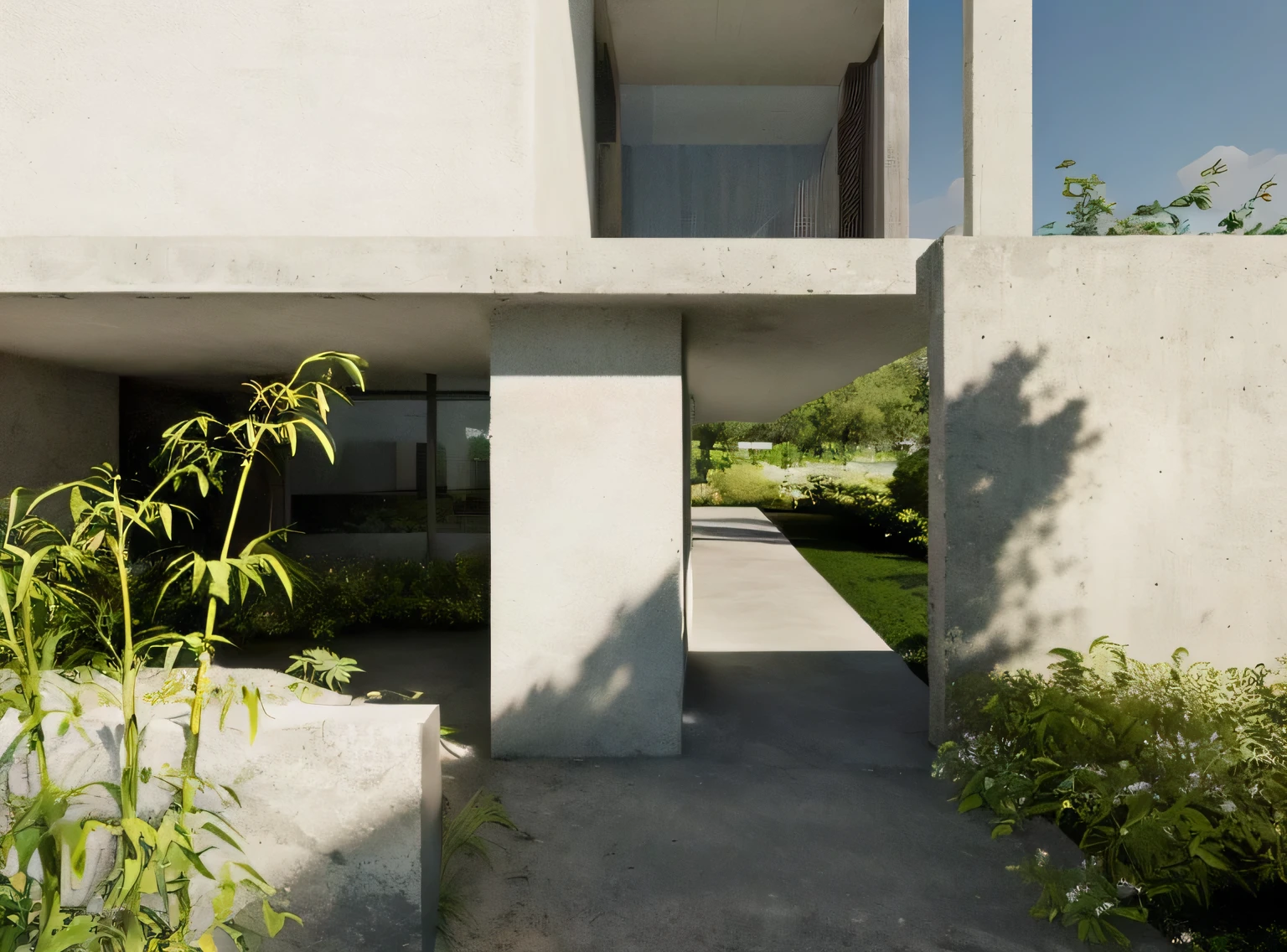 there is a concrete building with a flower box on the sidewalk, detail rendering, architectural rendering, architectural rendering, architectural visualization, concrete housing, archiving, casa conceito, detailed archiving render, luminous rendering, natural realistic rendering, semi - realistic rendering, architectural visualization, realistic rendering, architectural 3d rendering, renderizar em vray, detailed rendering, high quality rendering
