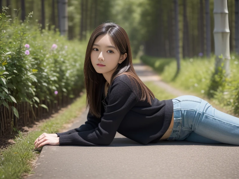 masterpiece, Best quality, Realistic,
1 fille, Yujiasuit, (Gilet de yoga blanc:1.2), seul, Pose,Scene details, poitrine moyenne effet push-up ,clivage,cheveux roses, Baisse les yeux et souris,silhouette courbée parfaite,Pantalon de yoga moulant de couleur vive, Yeux violets, cheveux longs, tout le corps,exterior bamboo and forest , pose emphasizing one's balance and beauty. ultra Realistic, texture de peau Realistic, 16k, longue jambe, mains parfaites, very detailed perfect eyes:1.6