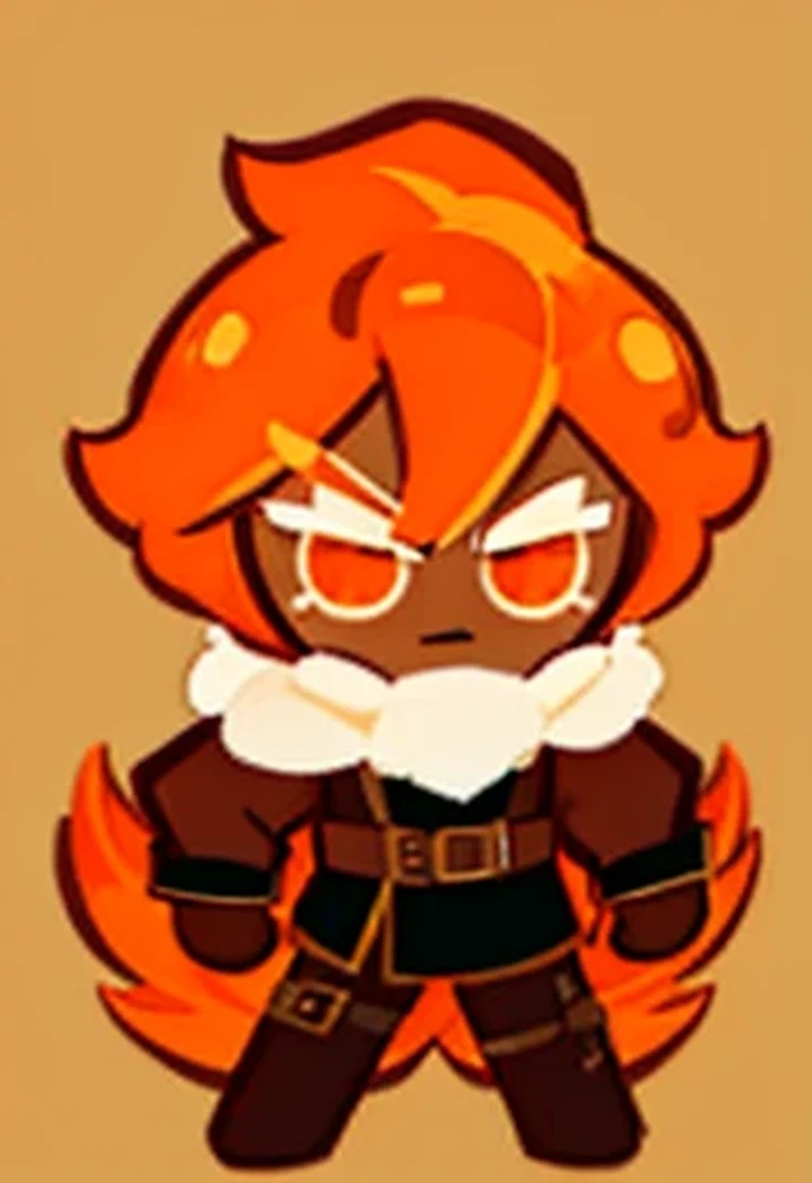 Cookie run Style , cookie Male Hunter, Orange hair , big eyebrows,fur 